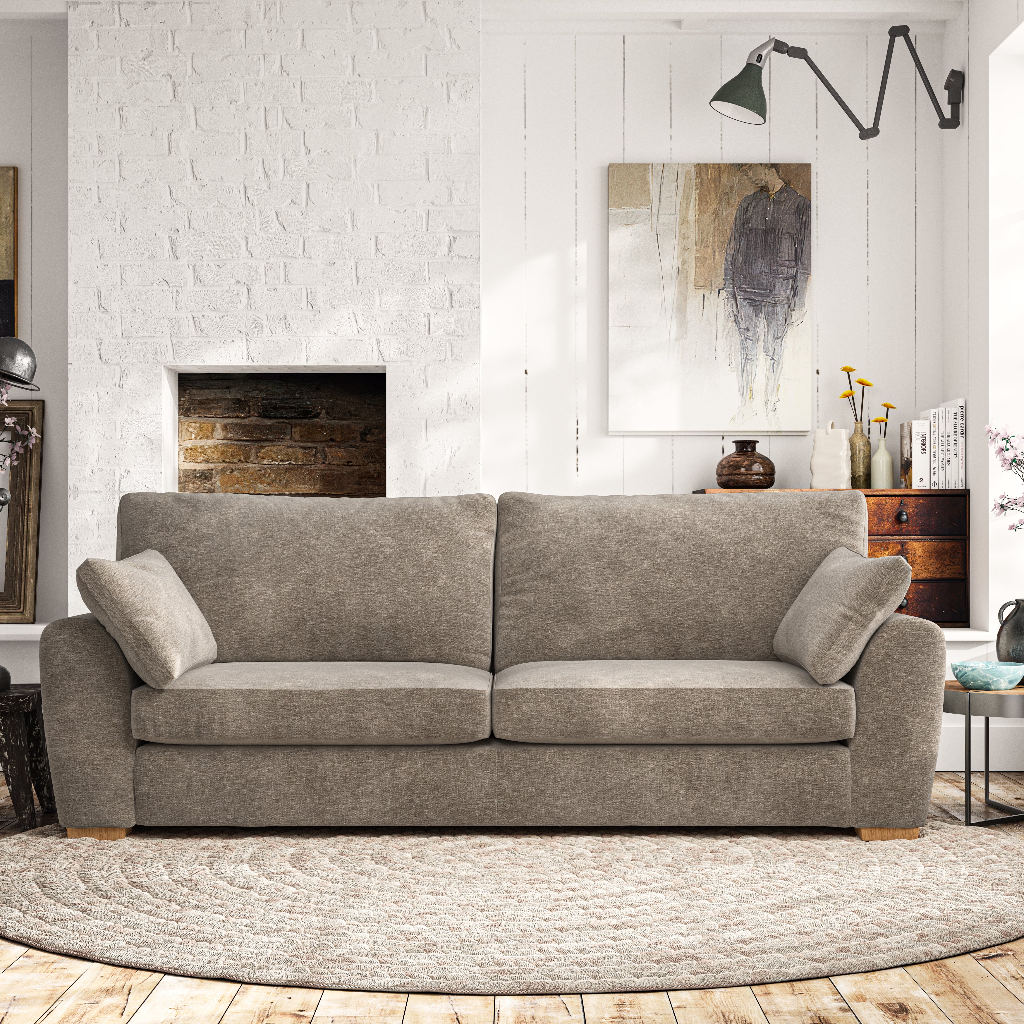 Madison 4 Seater Sofa Luxury Chenille Mushroom