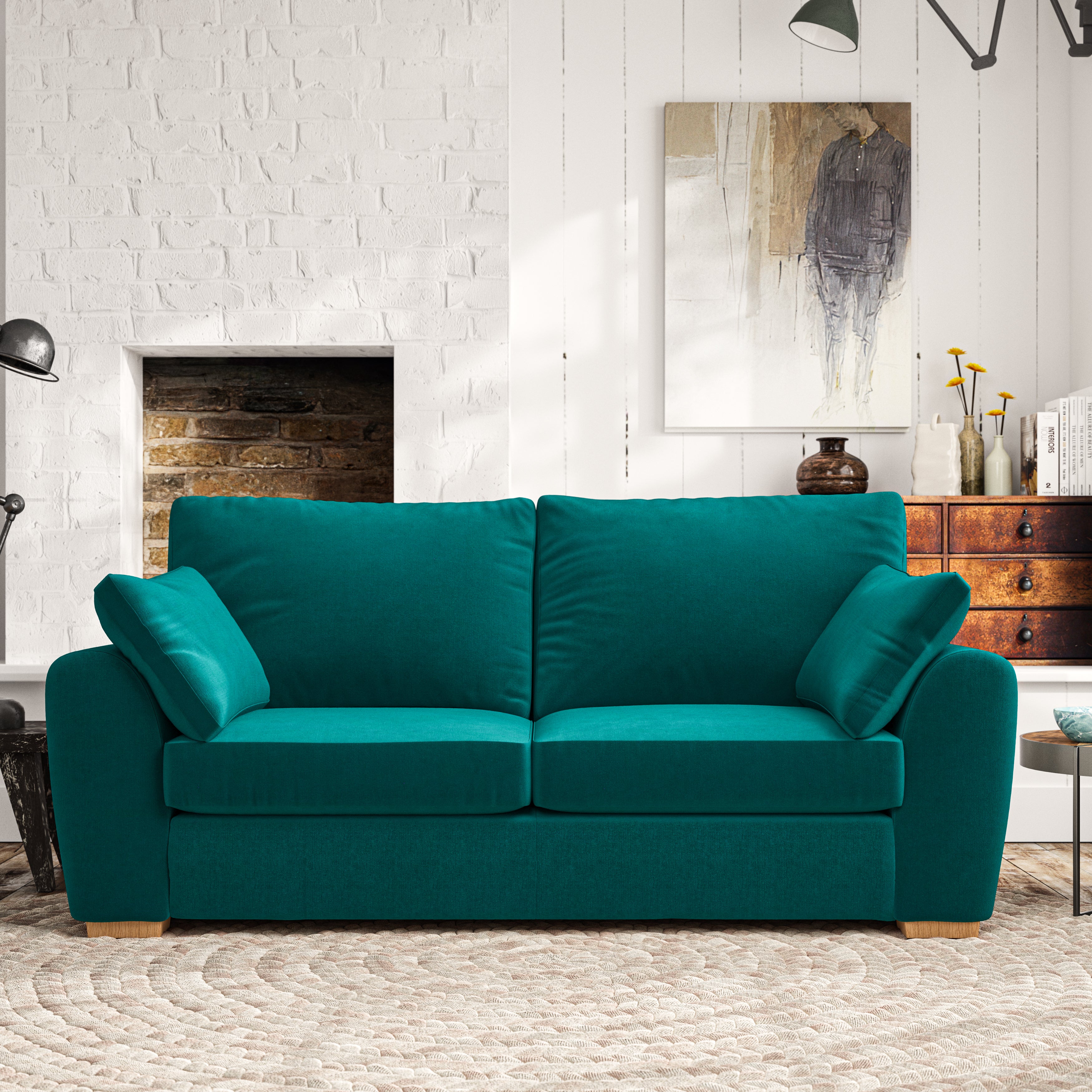 Madison 3 Seater Sofa House Velvet Peacock