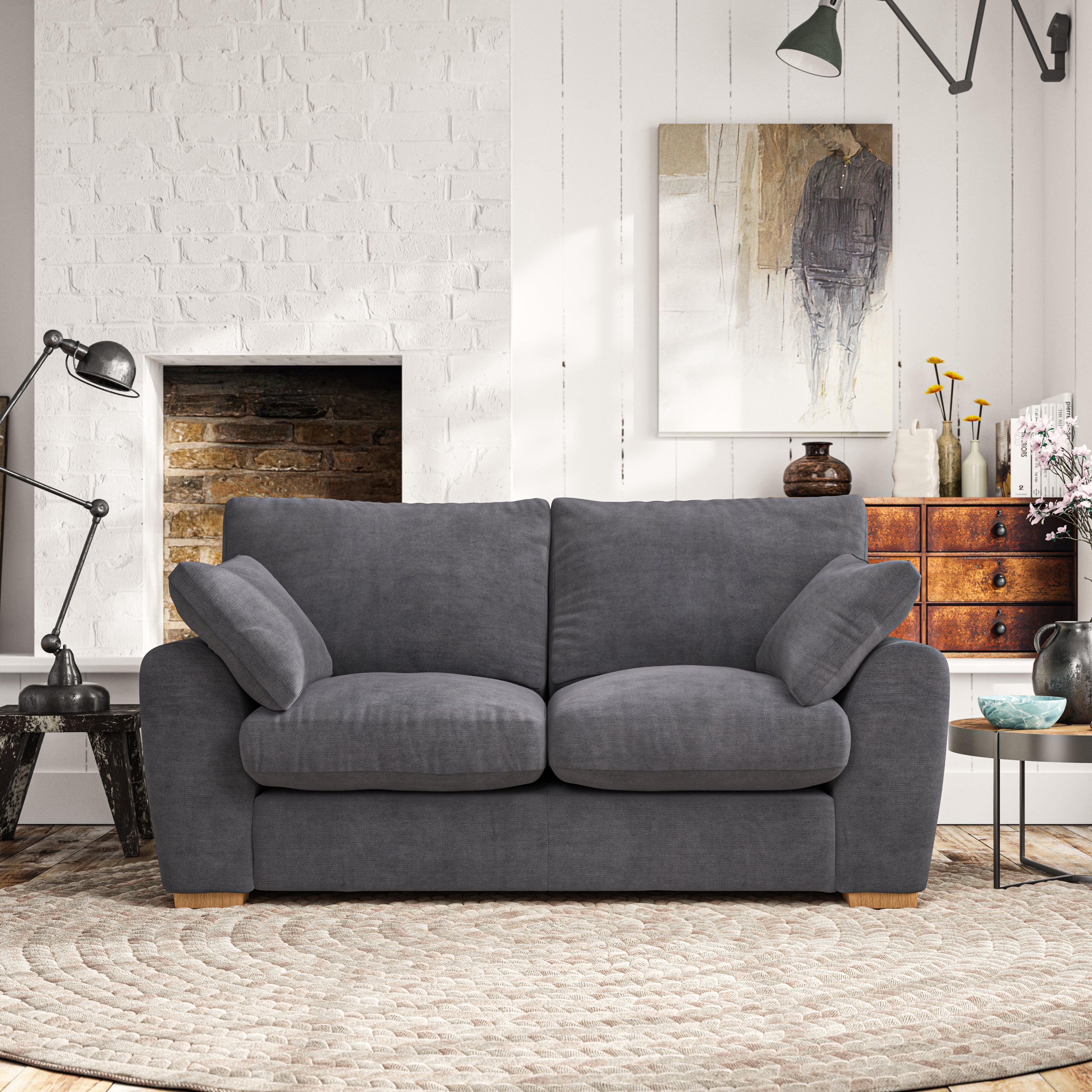 Madison Large 2 Seater Sofa Aqua Clean Chenille Grey