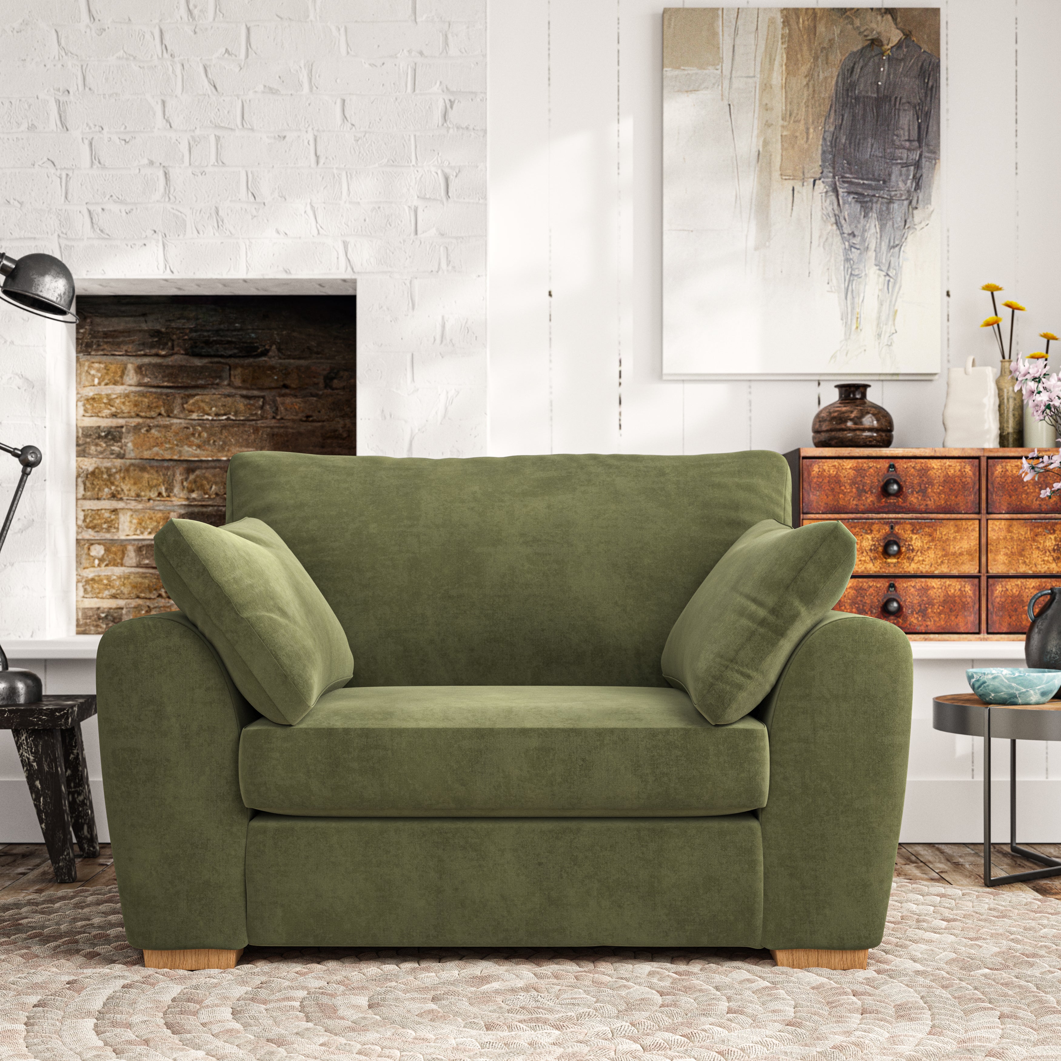 Madison Snuggle Chair Luxury Velvet Olive