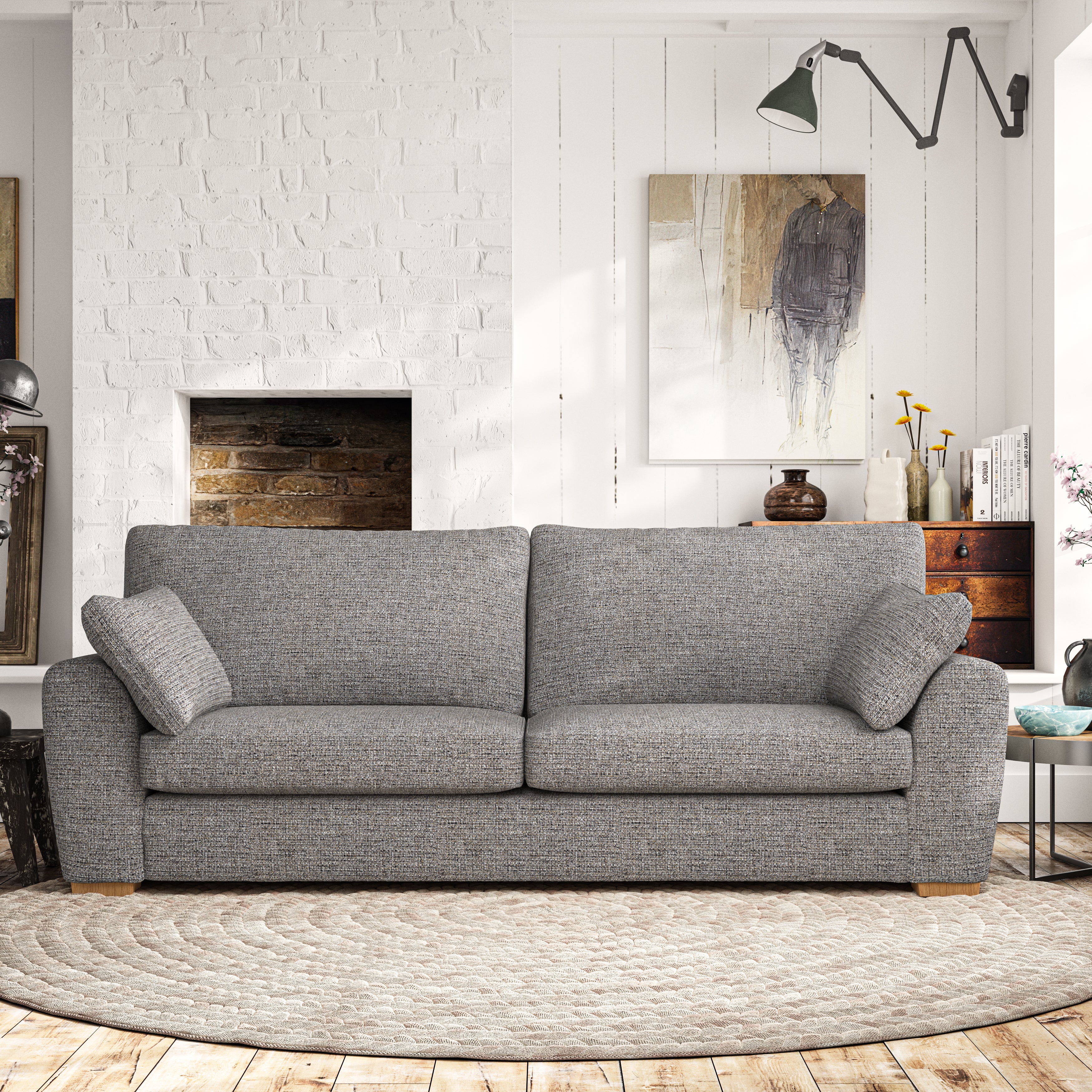 Madison 4 Seater Sofa Chunky Weave Charcoal