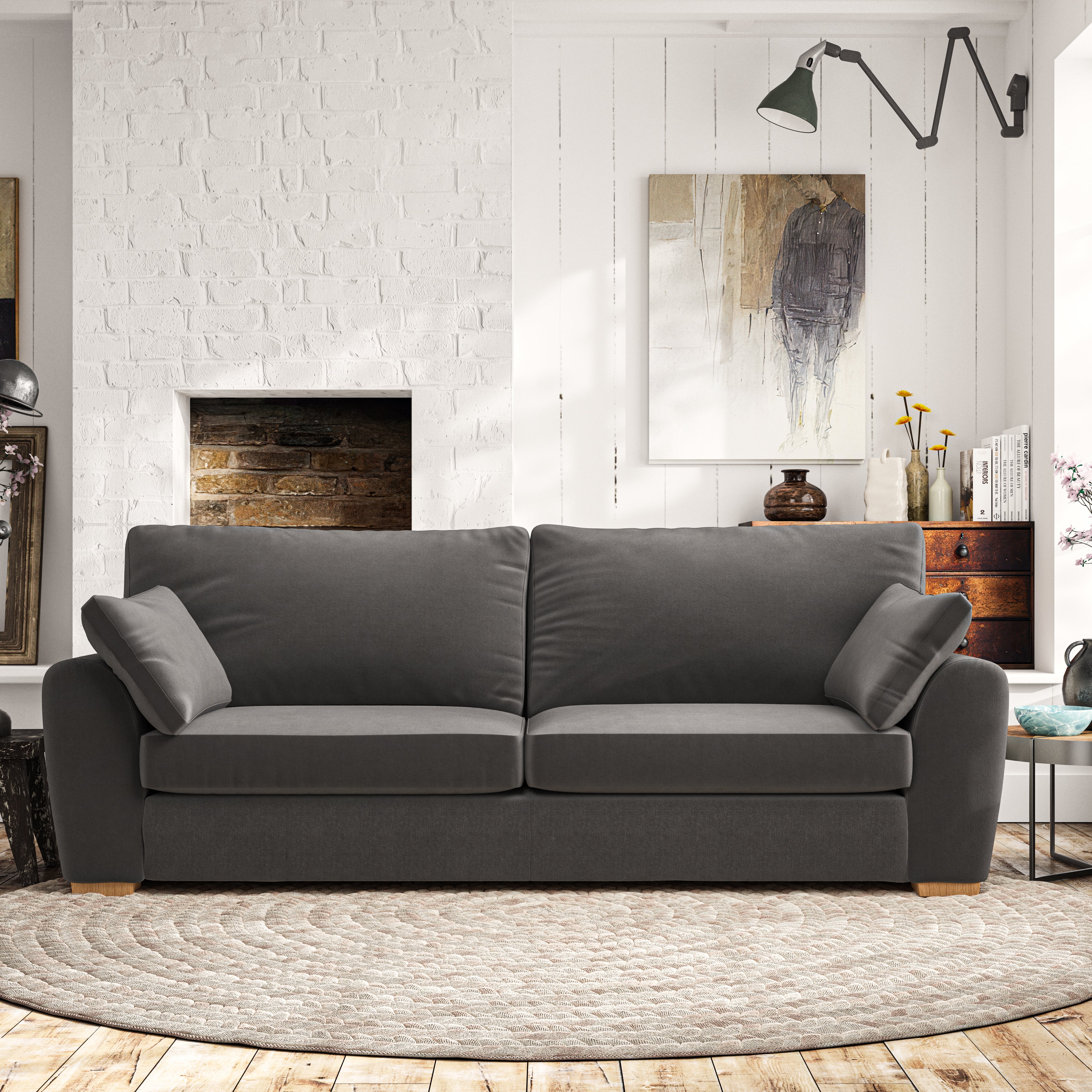 Madison 4 Seater Sofa House Velvet Charcoal