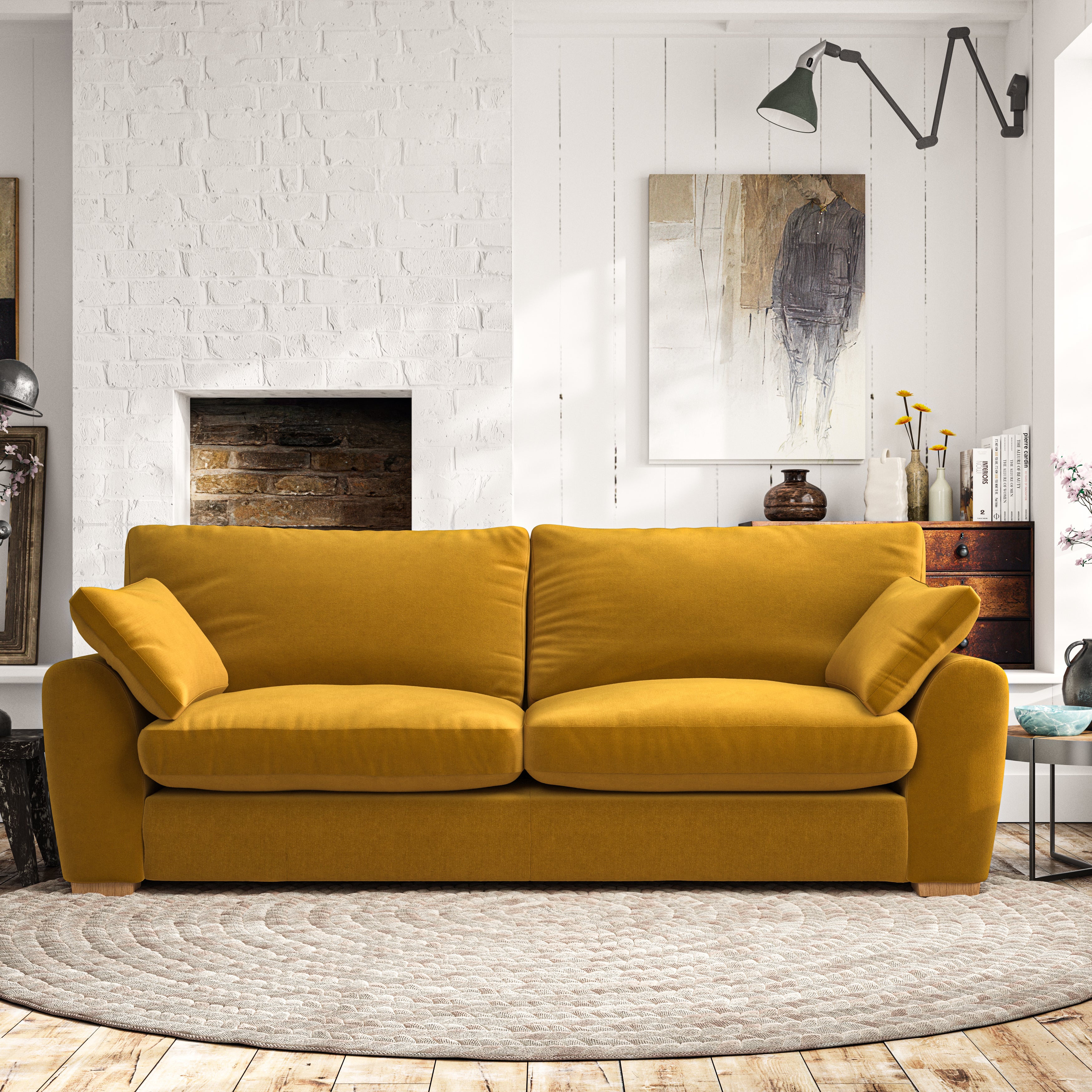 Madison 4 Seater Sofa House Velvet Amber Gold