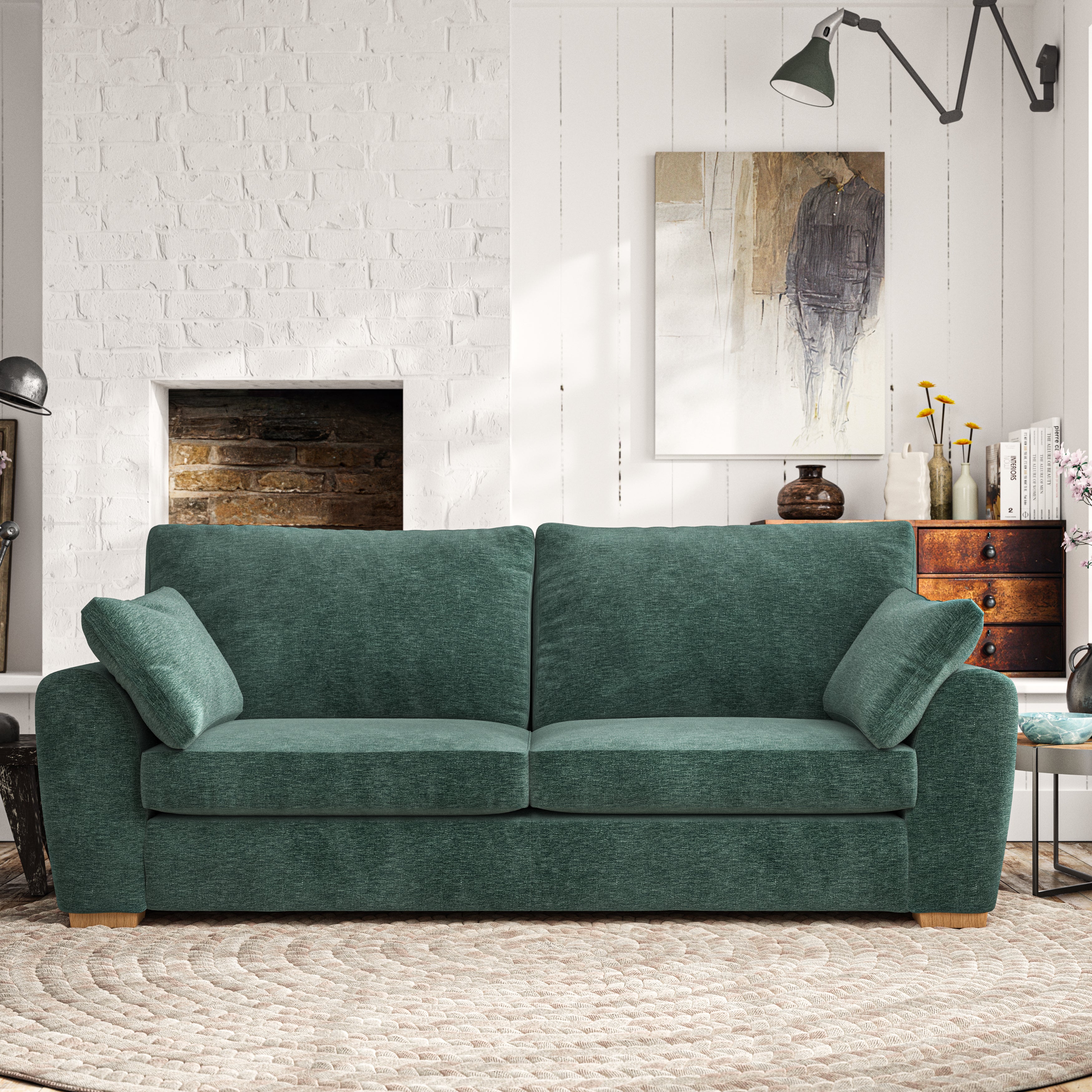 Madison Large 3 Seater Sofa Luxury Chenille Pacific