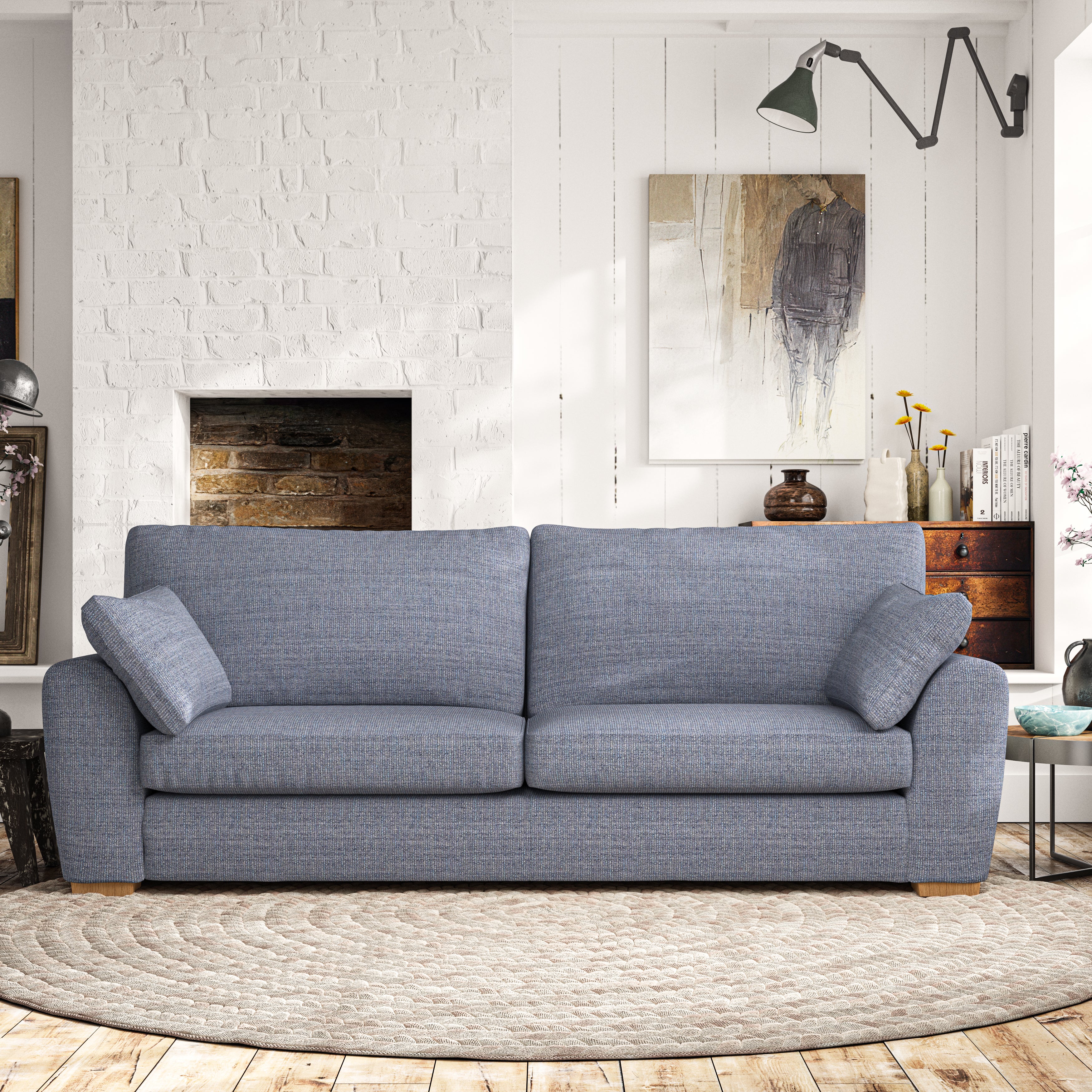 Madison 4 Seater Sofa Chunky Tonal Weave Navy