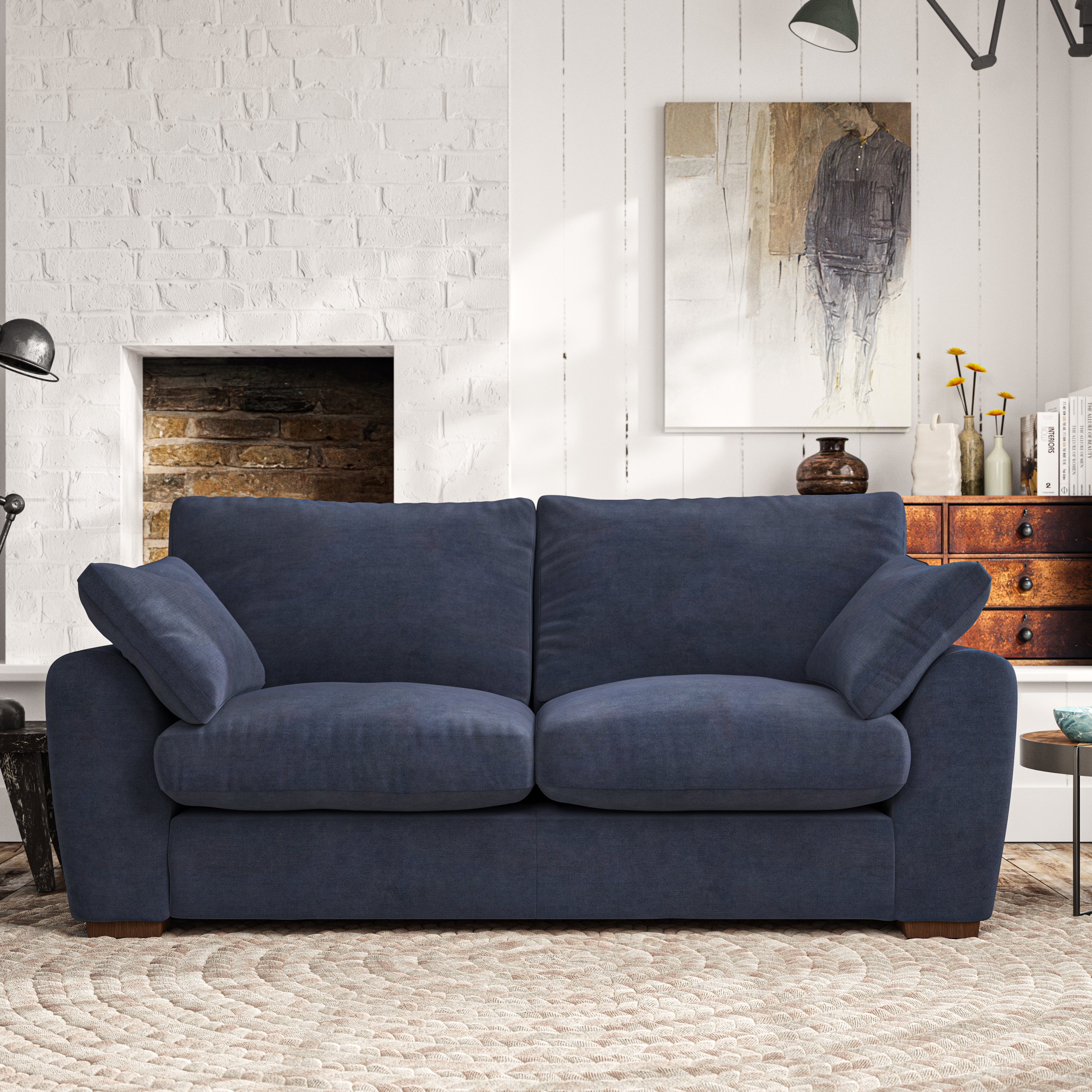 Madison 3 Seater Sofa Aqua Clean Chenille Navy