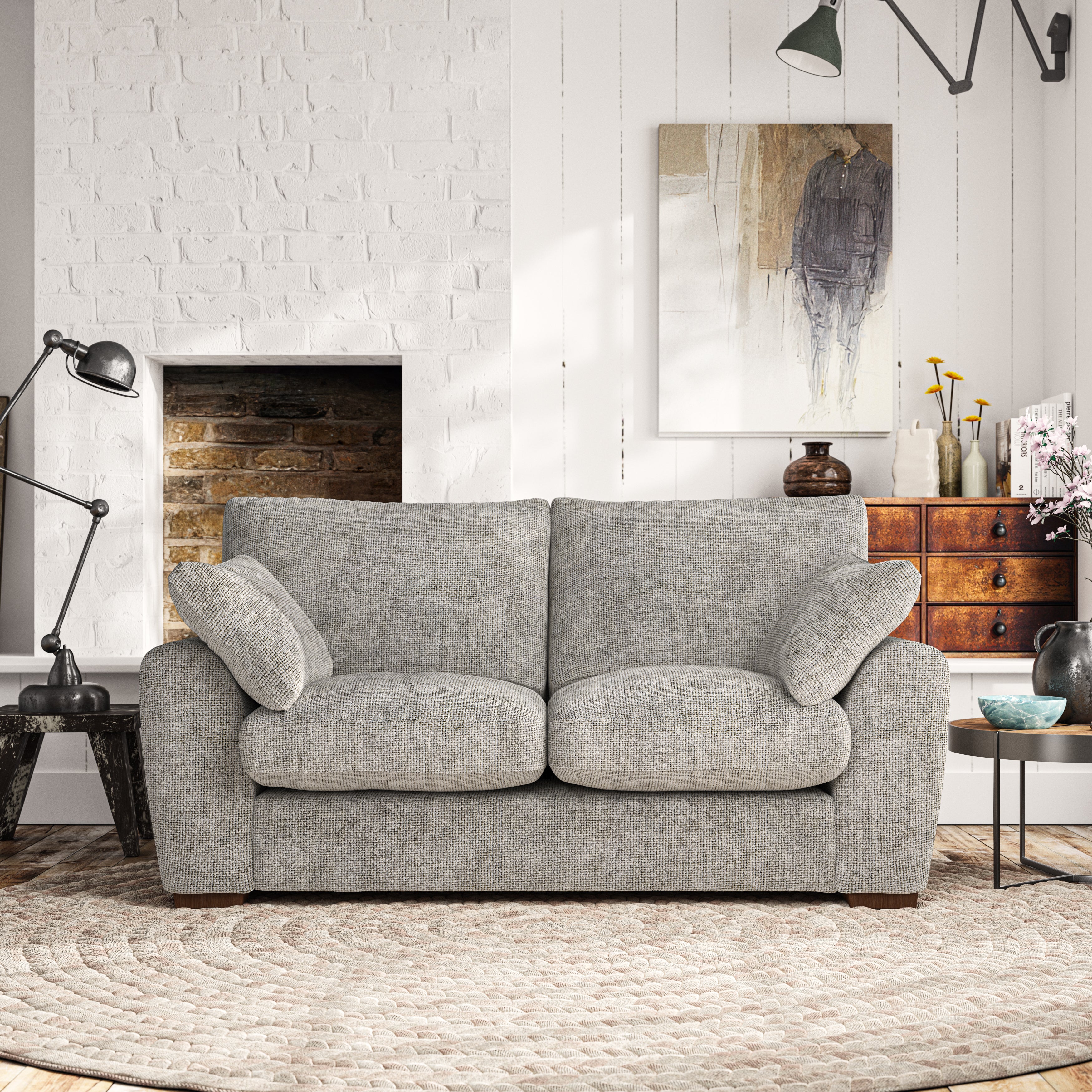 Madison Large 2 Seater Sofa Chunky Chenille Silver