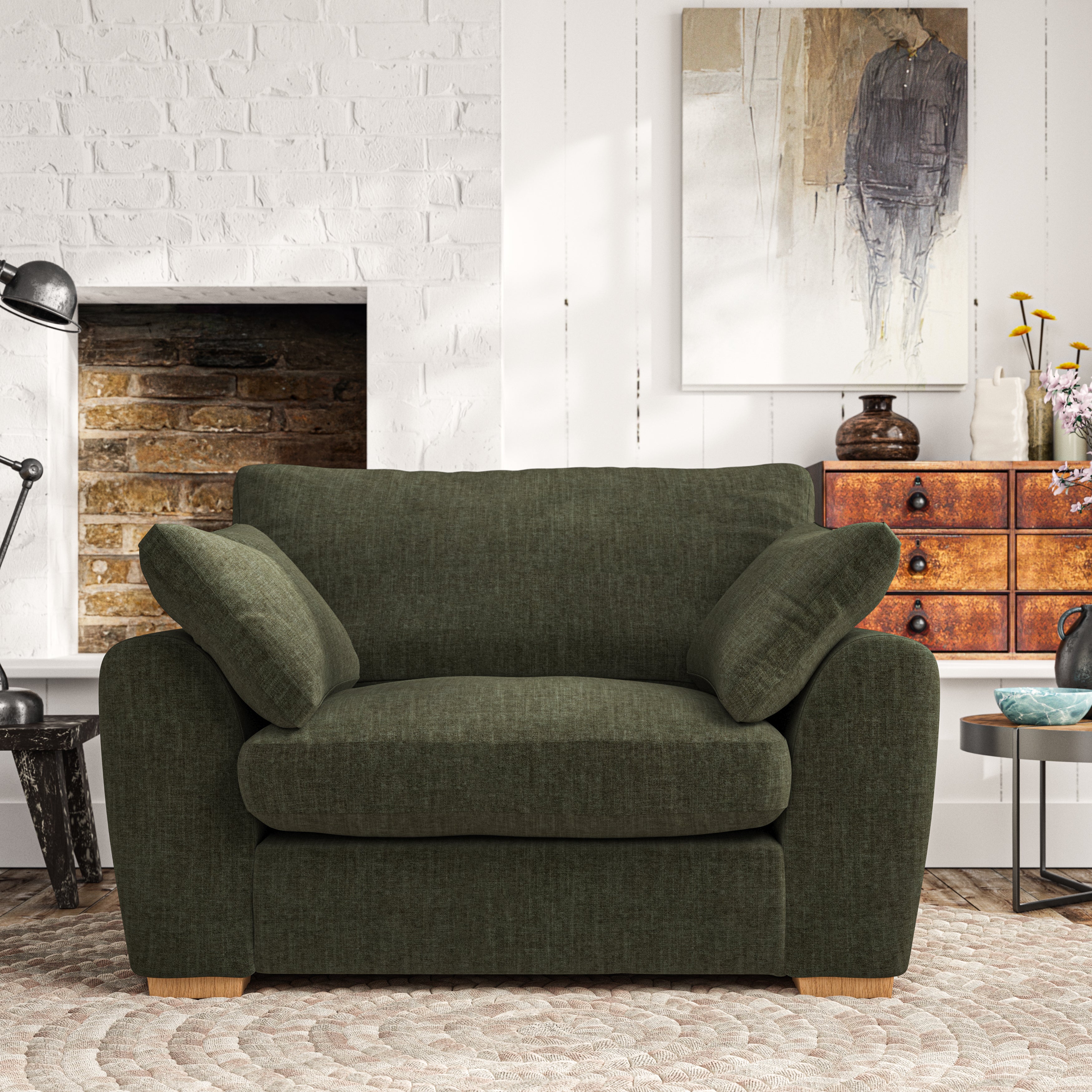 Madison Snuggle Chair Tonal Plush Chenille Rich Green