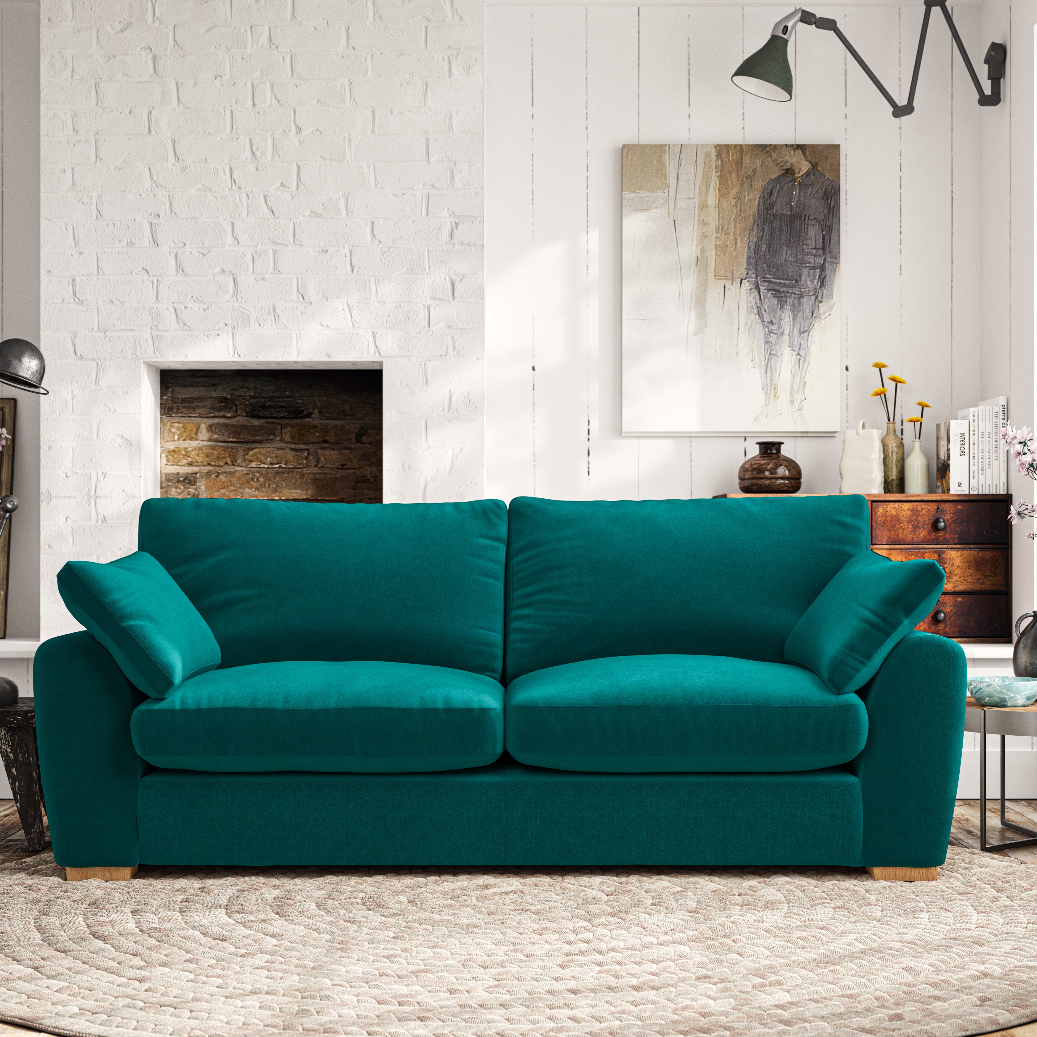 Madison Large 3 Seater Sofa House Velvet Peacock