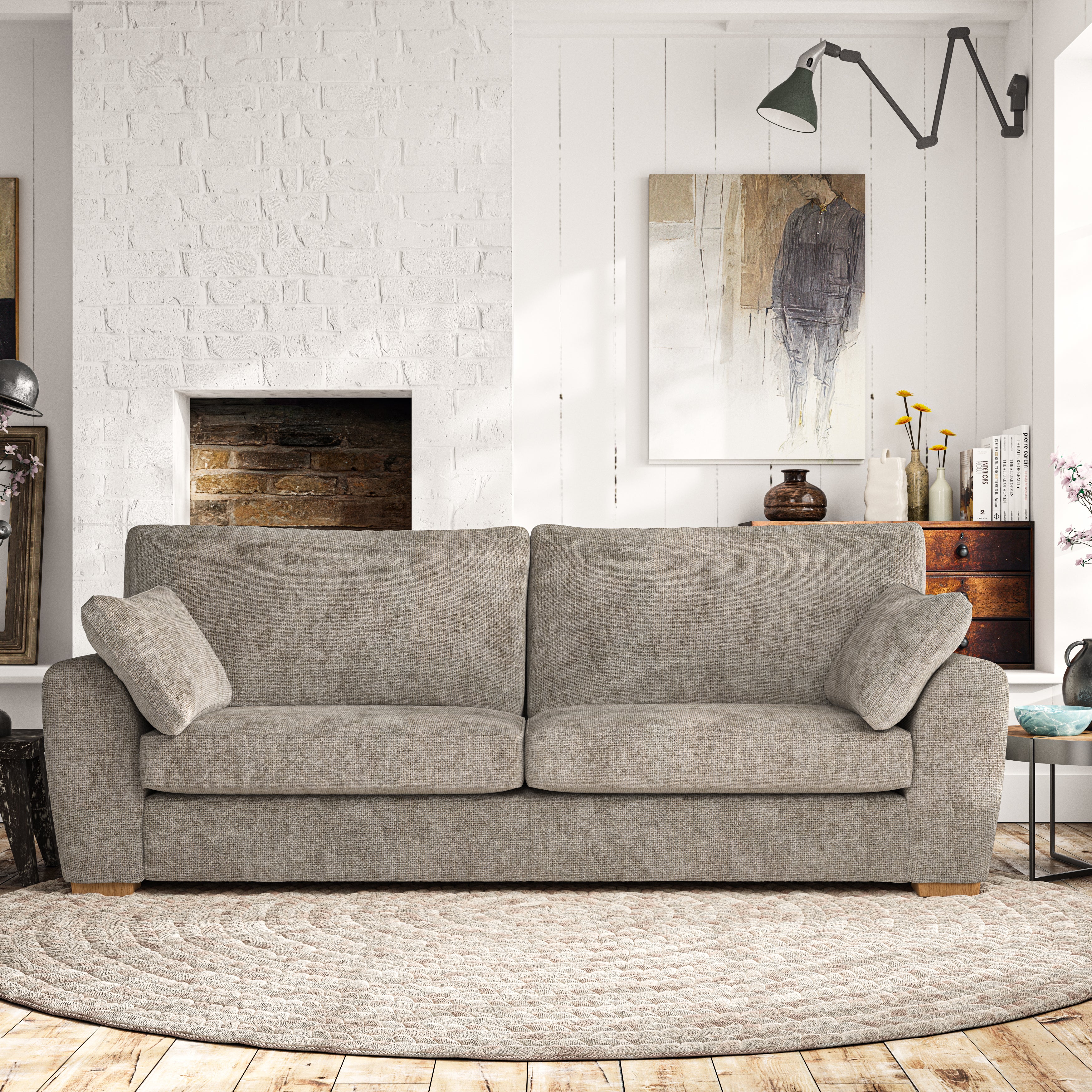 Madison 4 Seater Sofa Chunky Chenille Mushroom