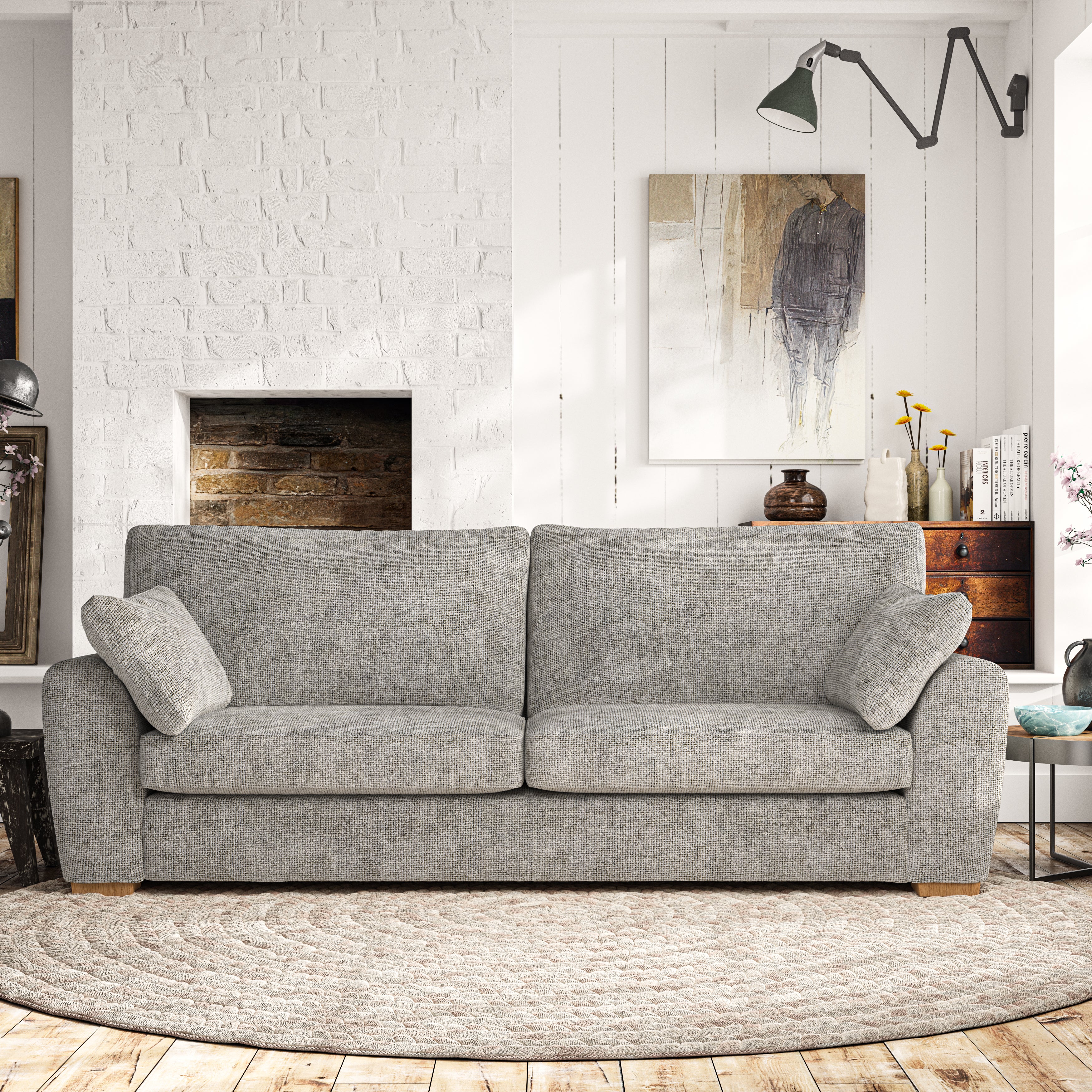 Madison 4 Seater Sofa Chunky Chenille Silver