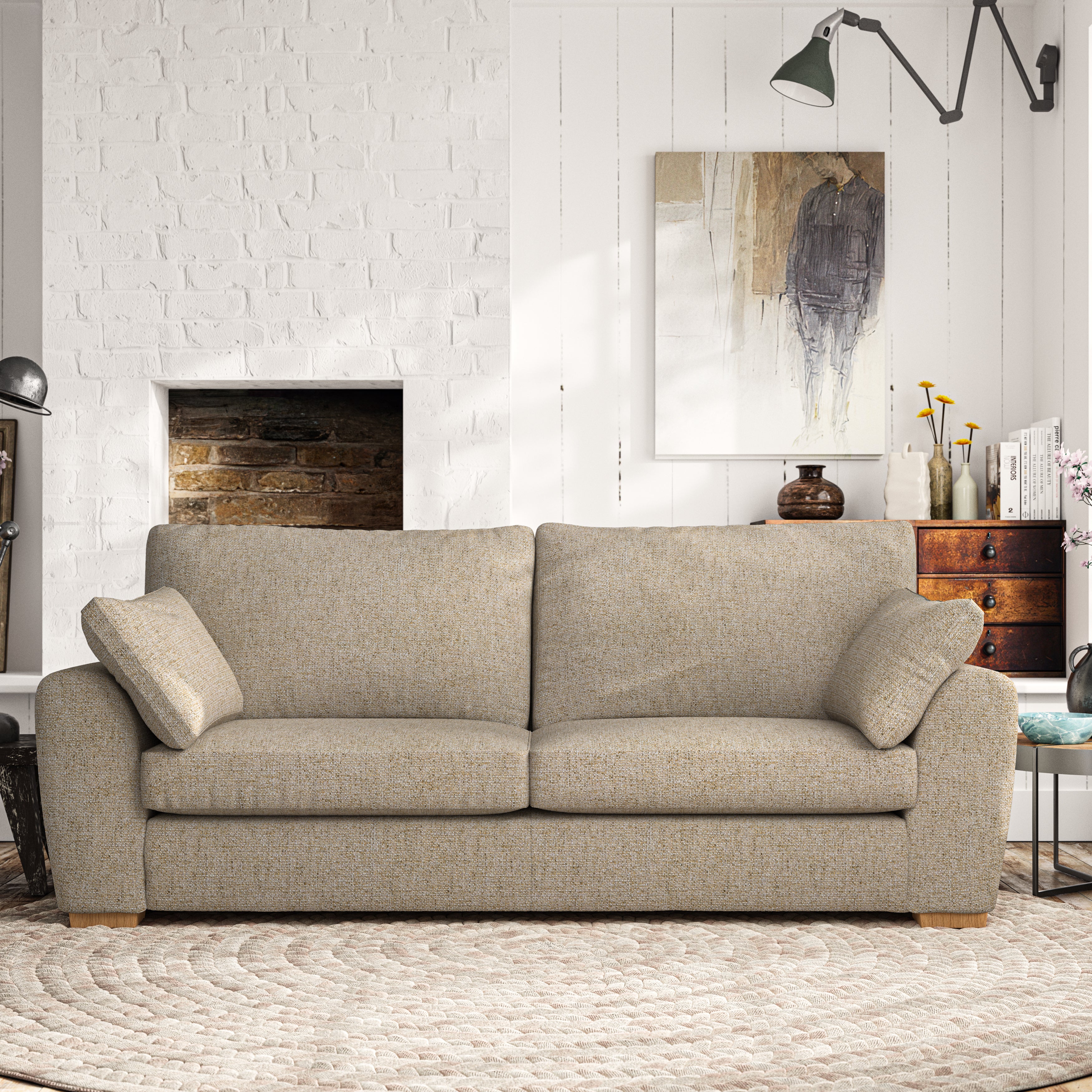 Madison Large 3 Seater Sofa Chunky Weave Honey