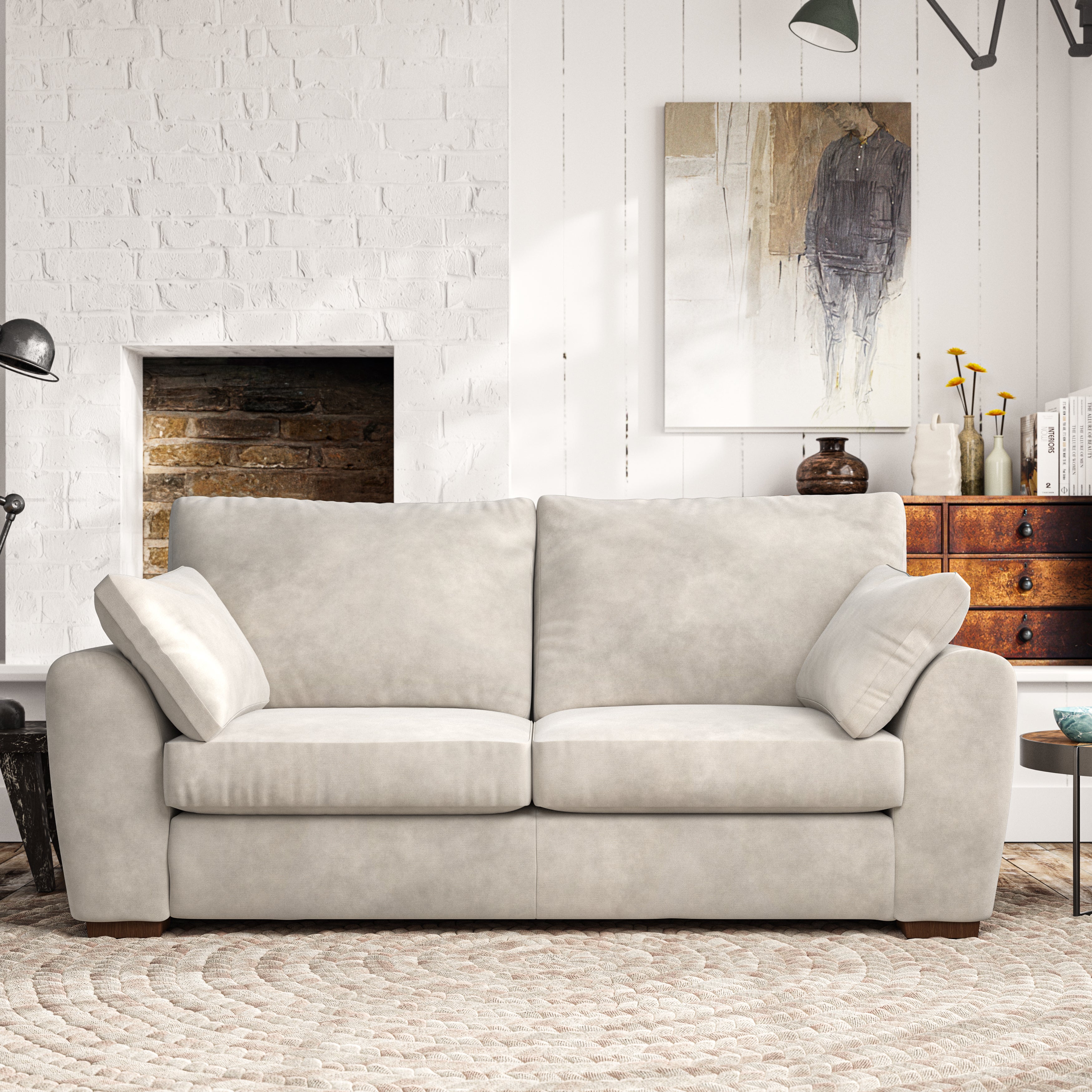 Madison 3 Seater Sofa Aqua Clean Chenille Sandstone