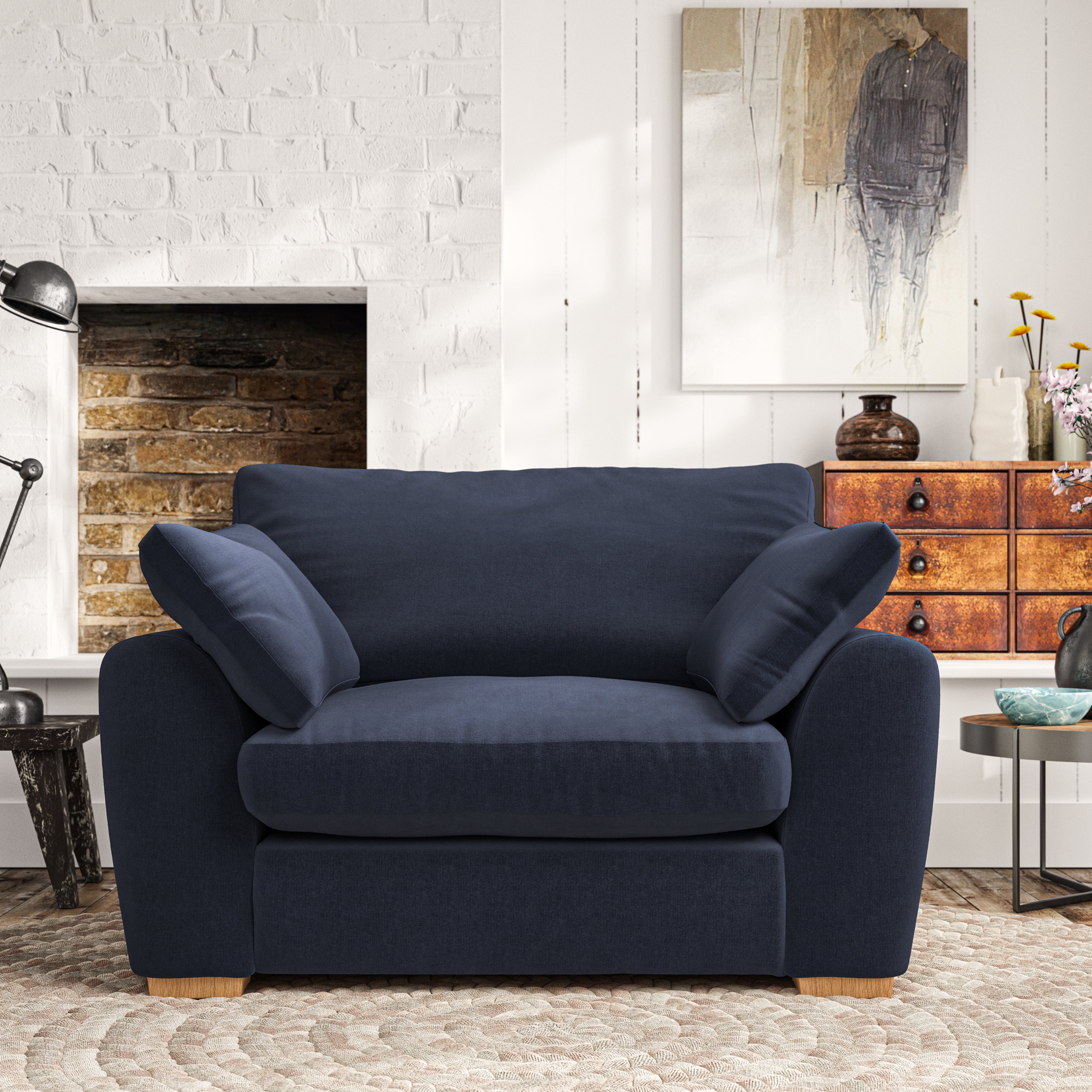 Madison Snuggle Chair House Velvet Luxe Navy