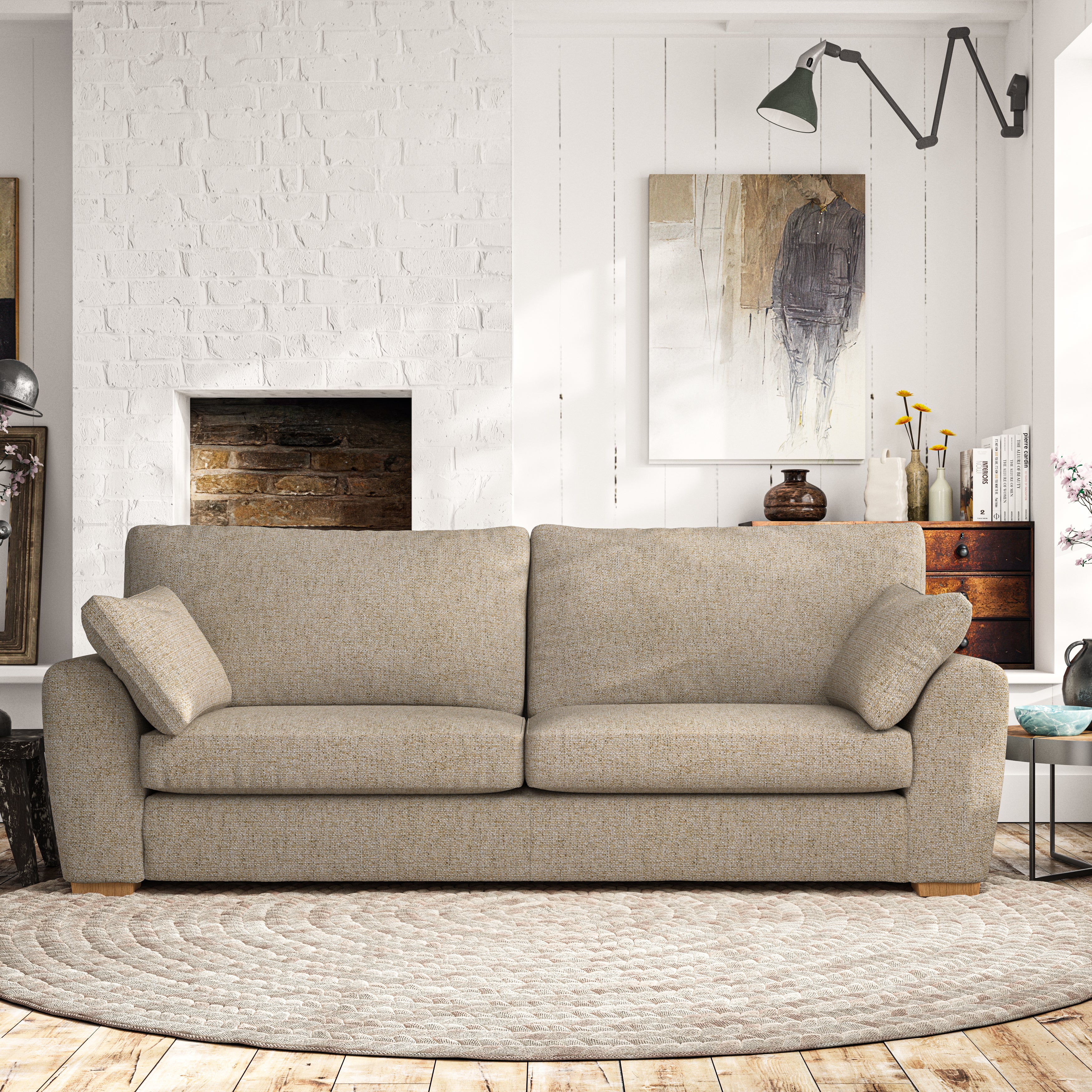 Madison 4 Seater Sofa Chunky Weave Honey