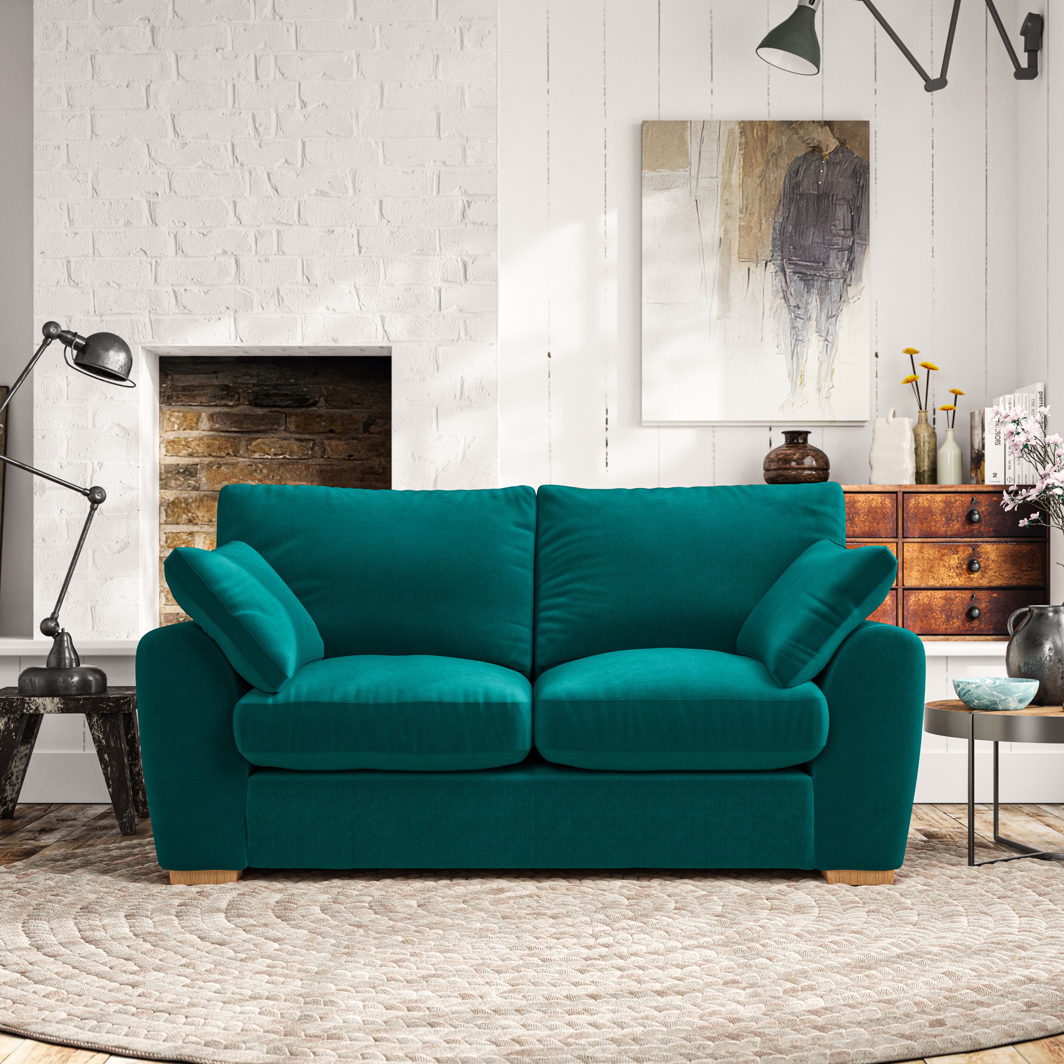 Madison Large 2 Seater Sofa House Velvet Peacock