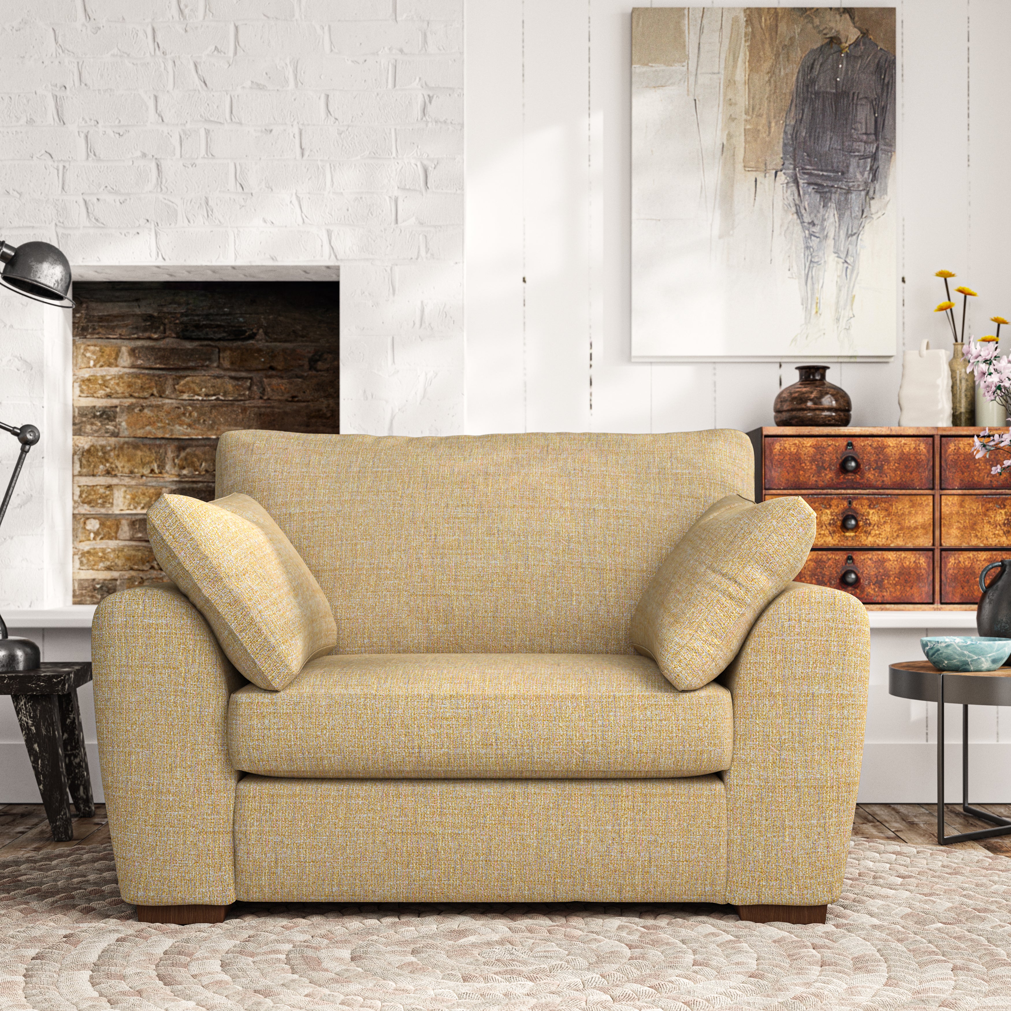 Madison Snuggle Chair Chunky Tonal Weave Ochre