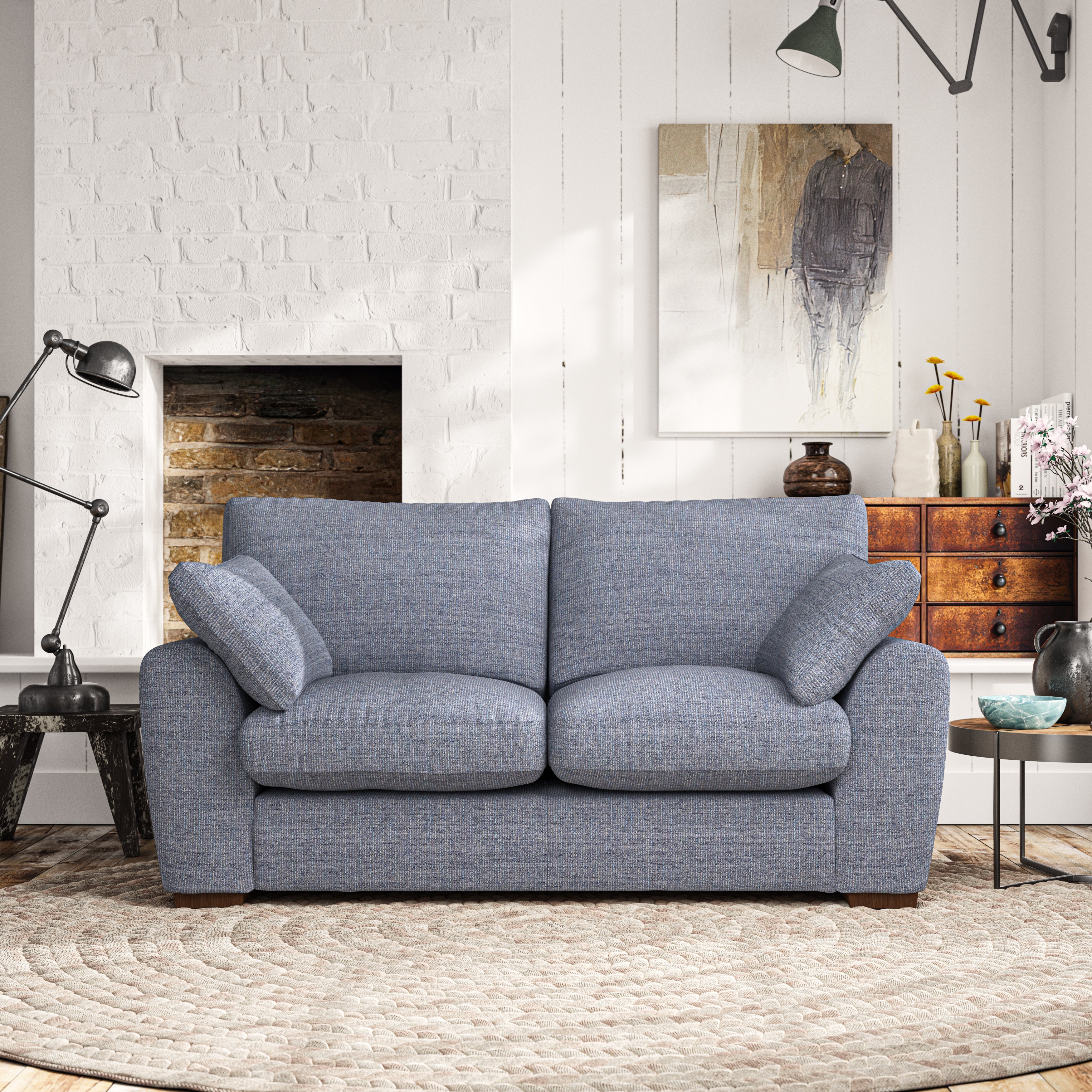 Madison Large 2 Seater Sofa Chunky Tonal Weave Navy