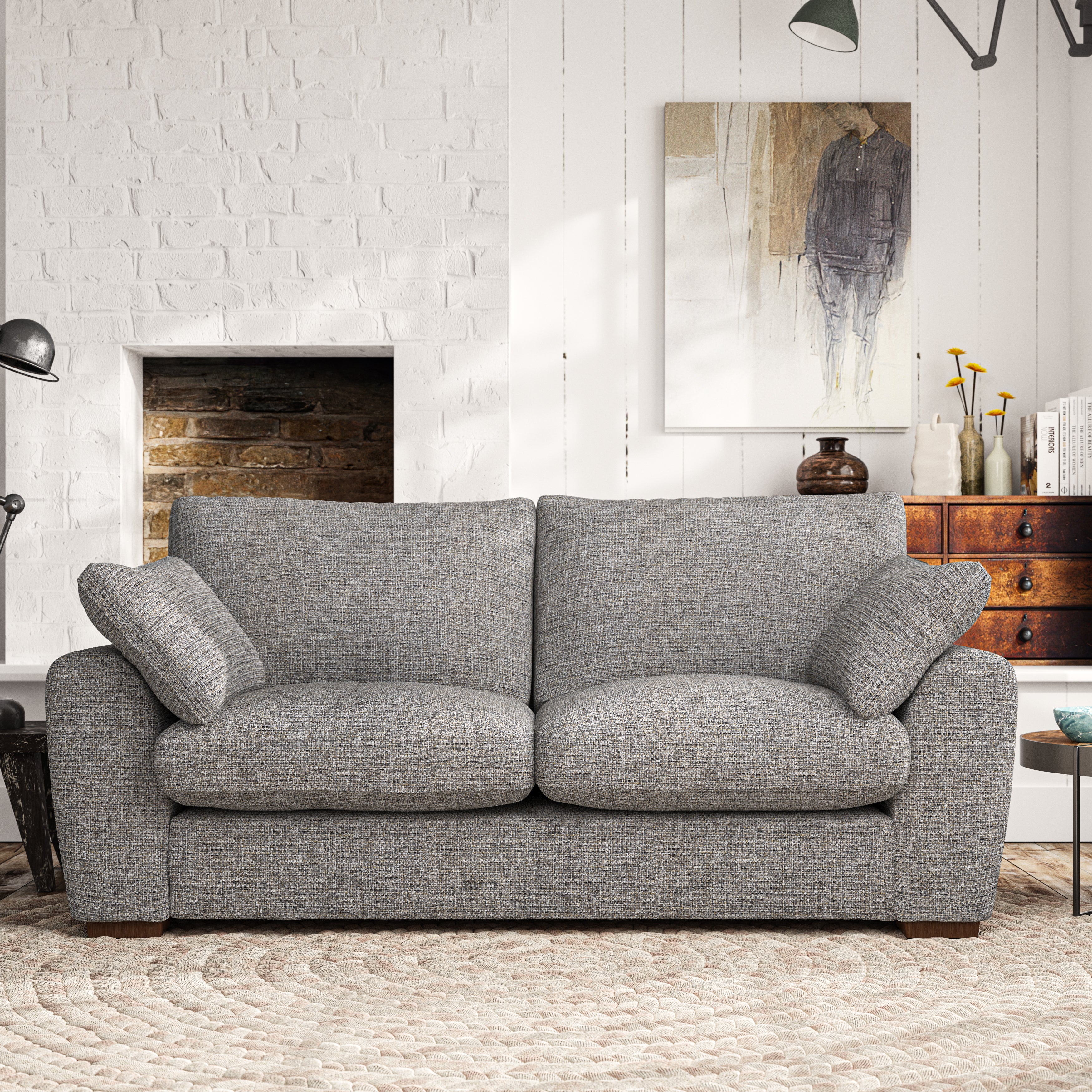 Madison 3 Seater Sofa Chunky Weave Charcoal