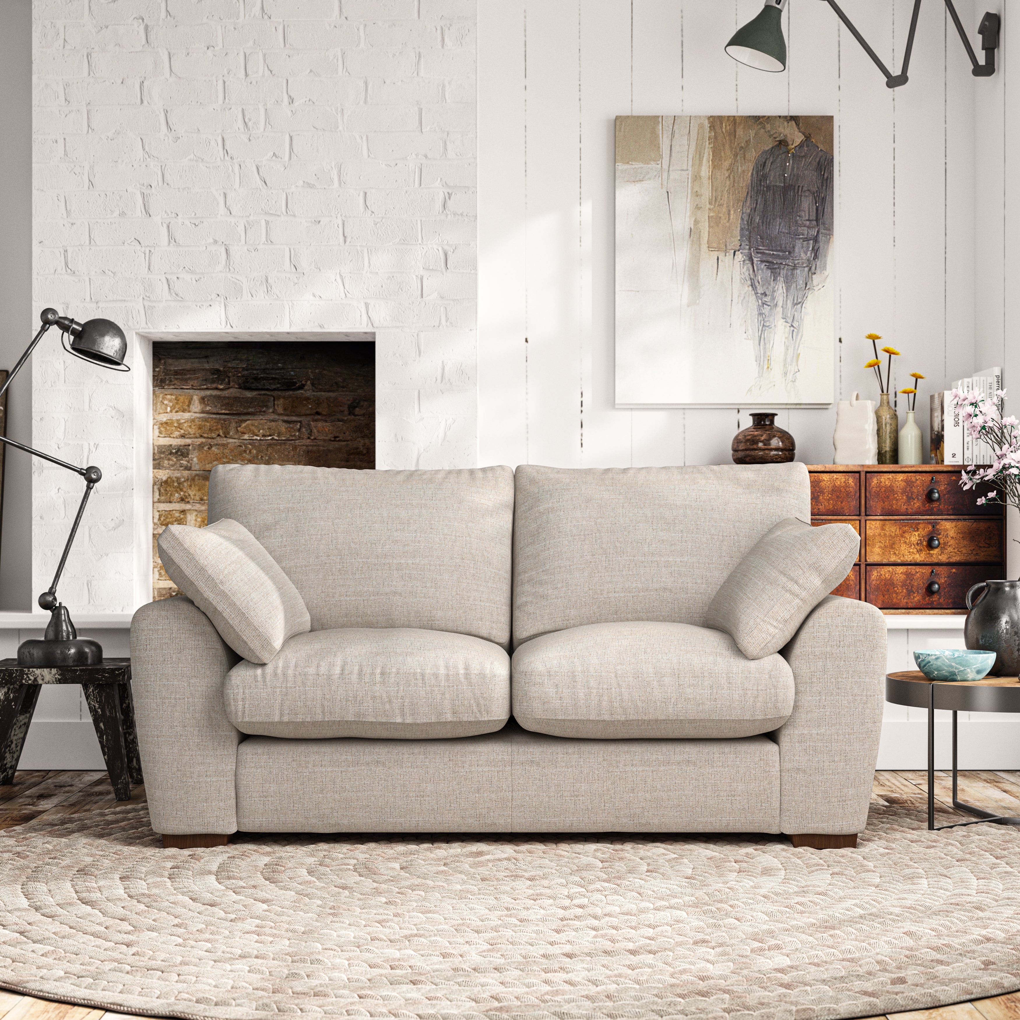 Madison Large 2 Seater Sofa Chunky Tonal Weave Natural