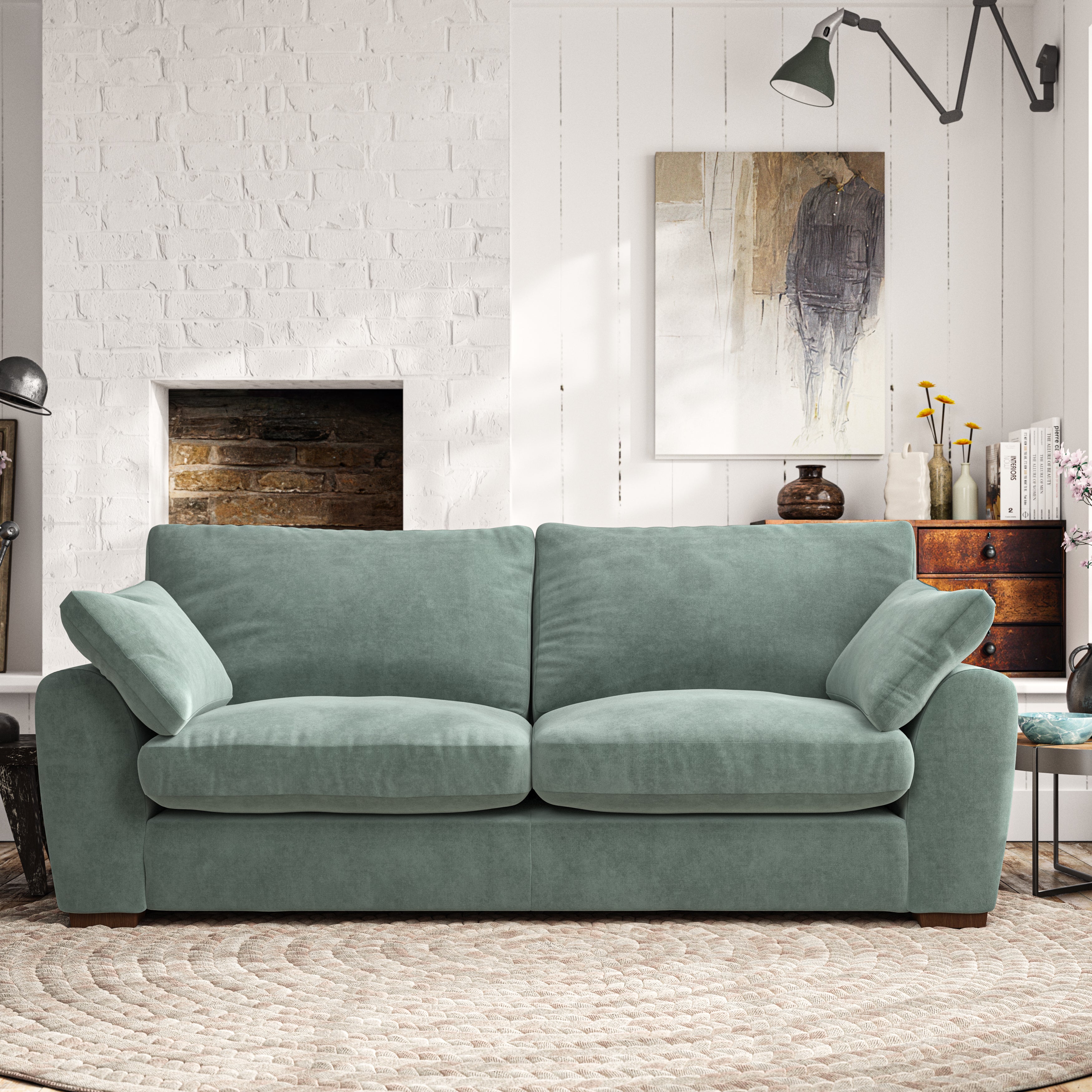 Madison Large 3 Seater Sofa Luxury Velvet Lilypad