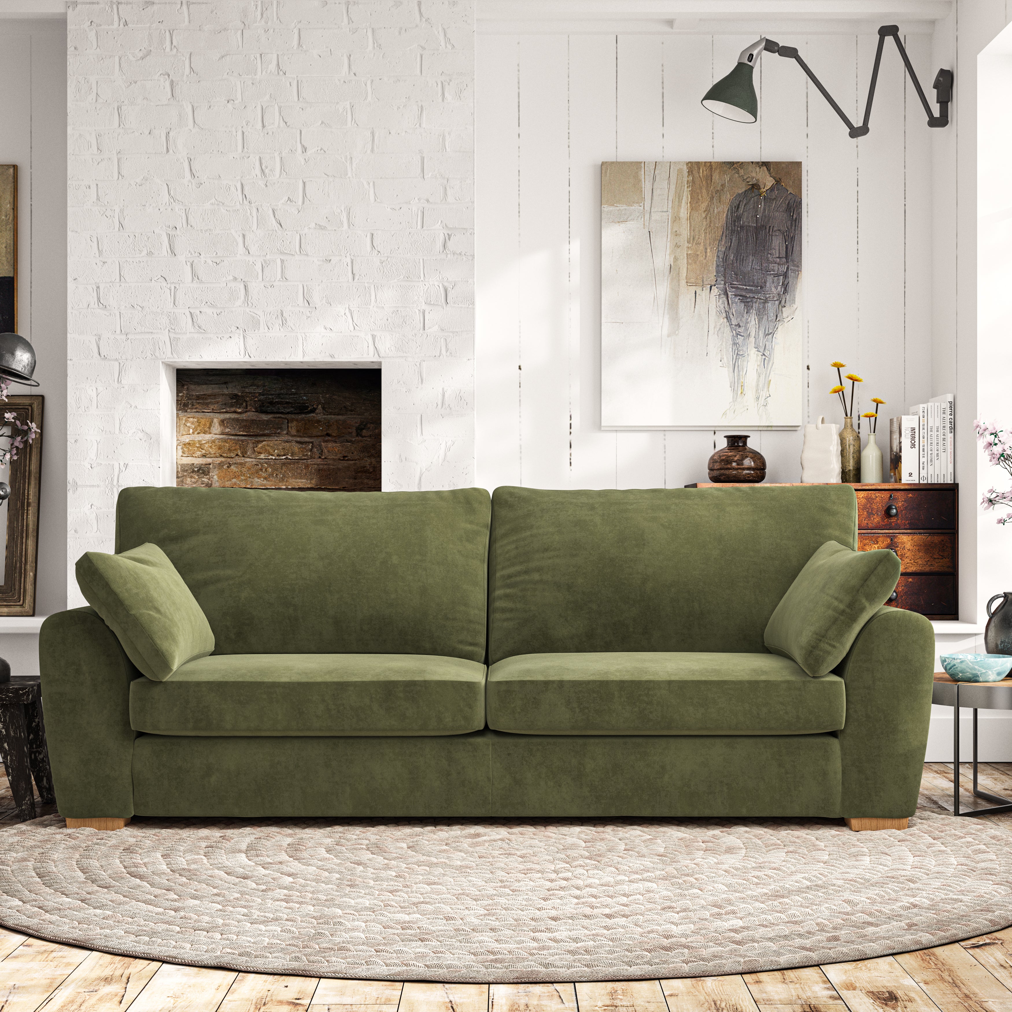 Madison 4 Seater Sofa Luxury Velvet Olive