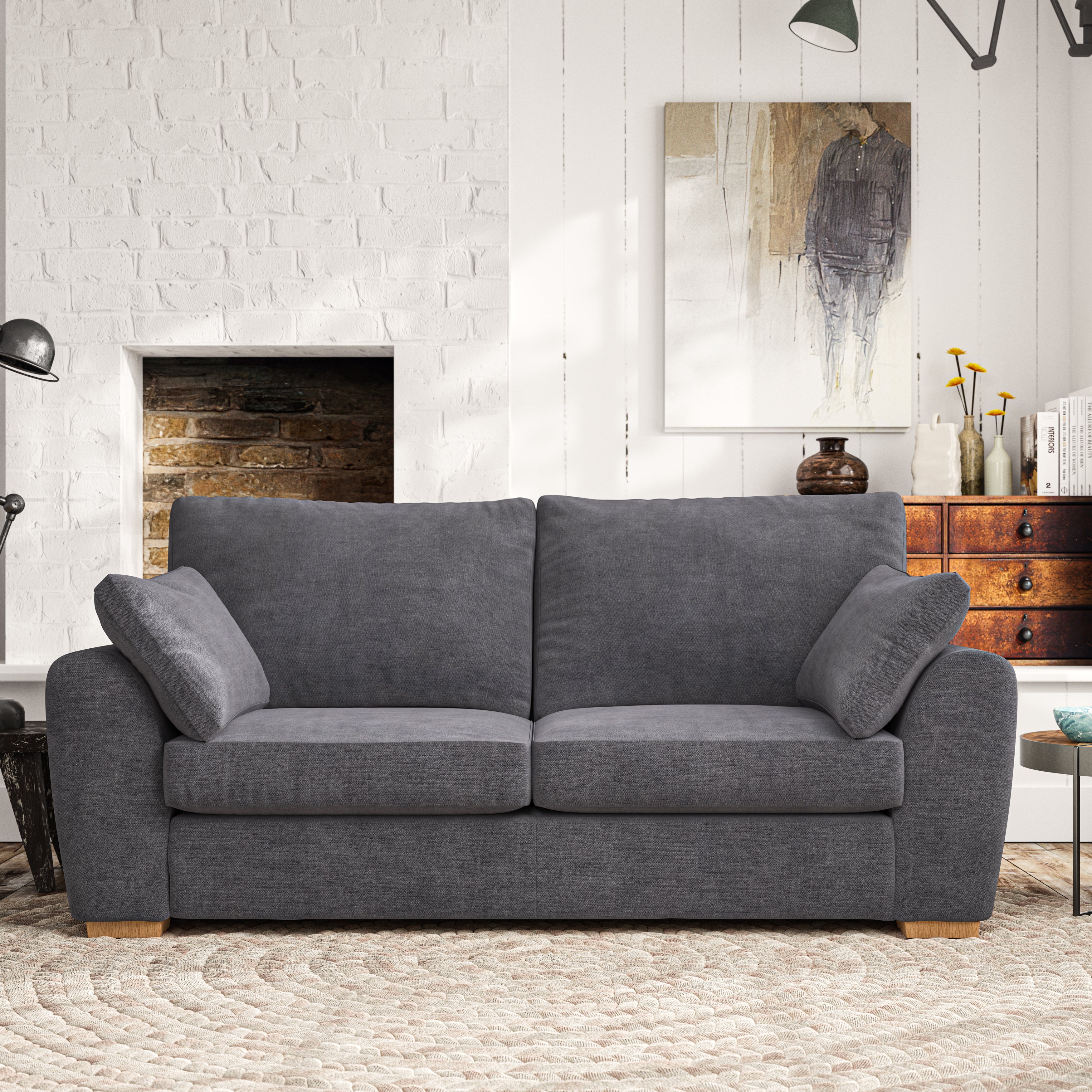 Madison 3 Seater Sofa Aqua Clean Chenille Grey