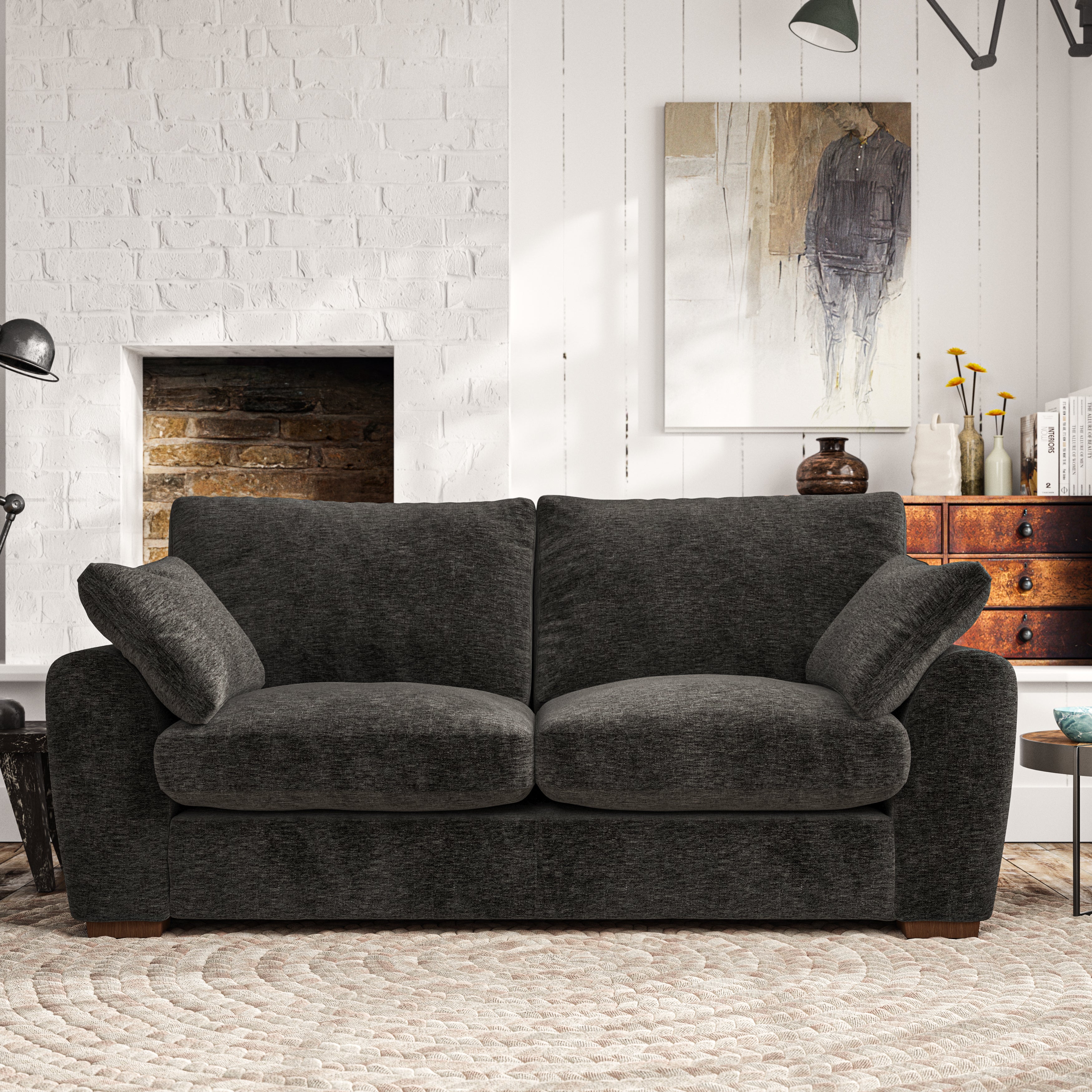 Madison 3 Seater Sofa Luxury Chenille Charcoal