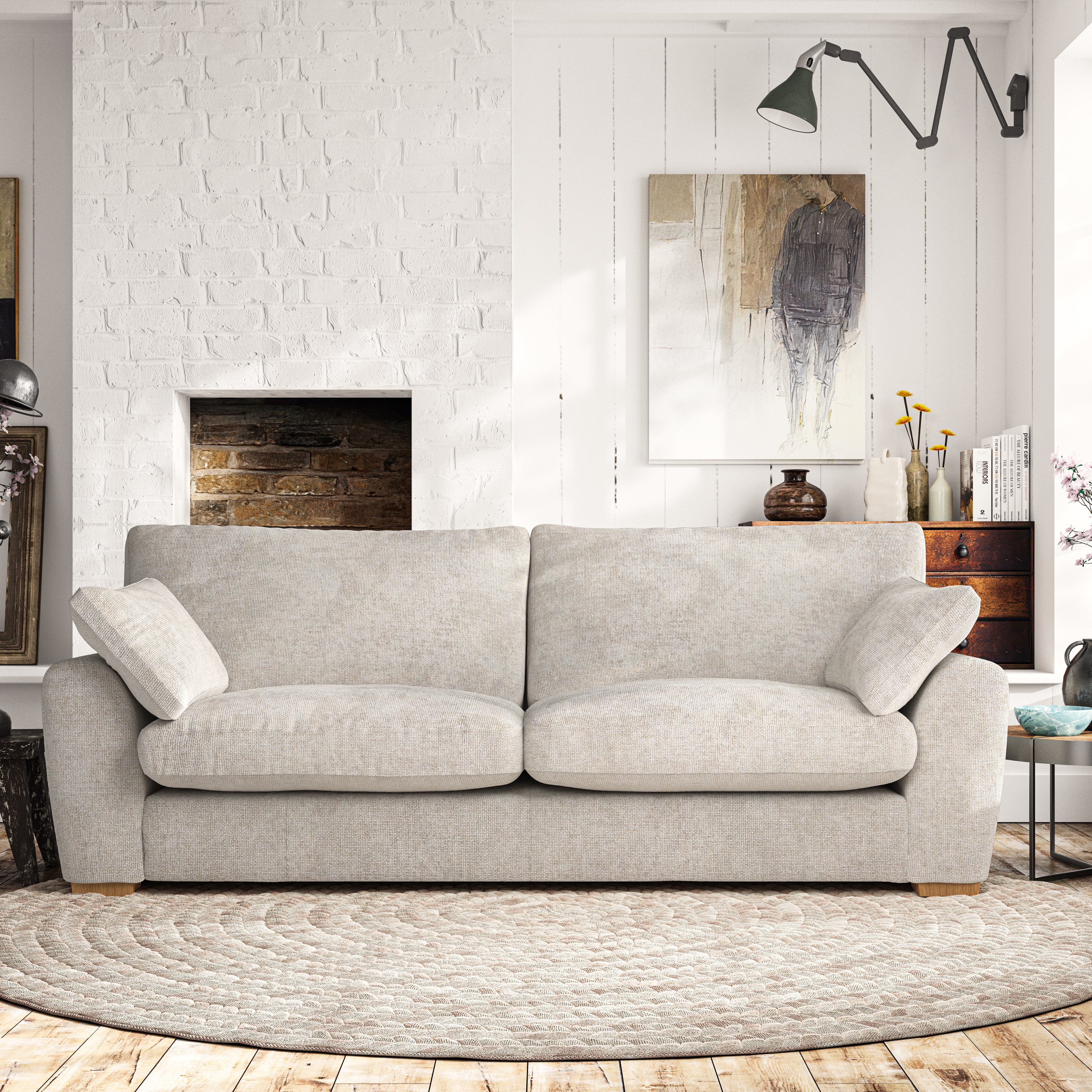 Madison 4 Seater Sofa Chunky Chenille White Sand