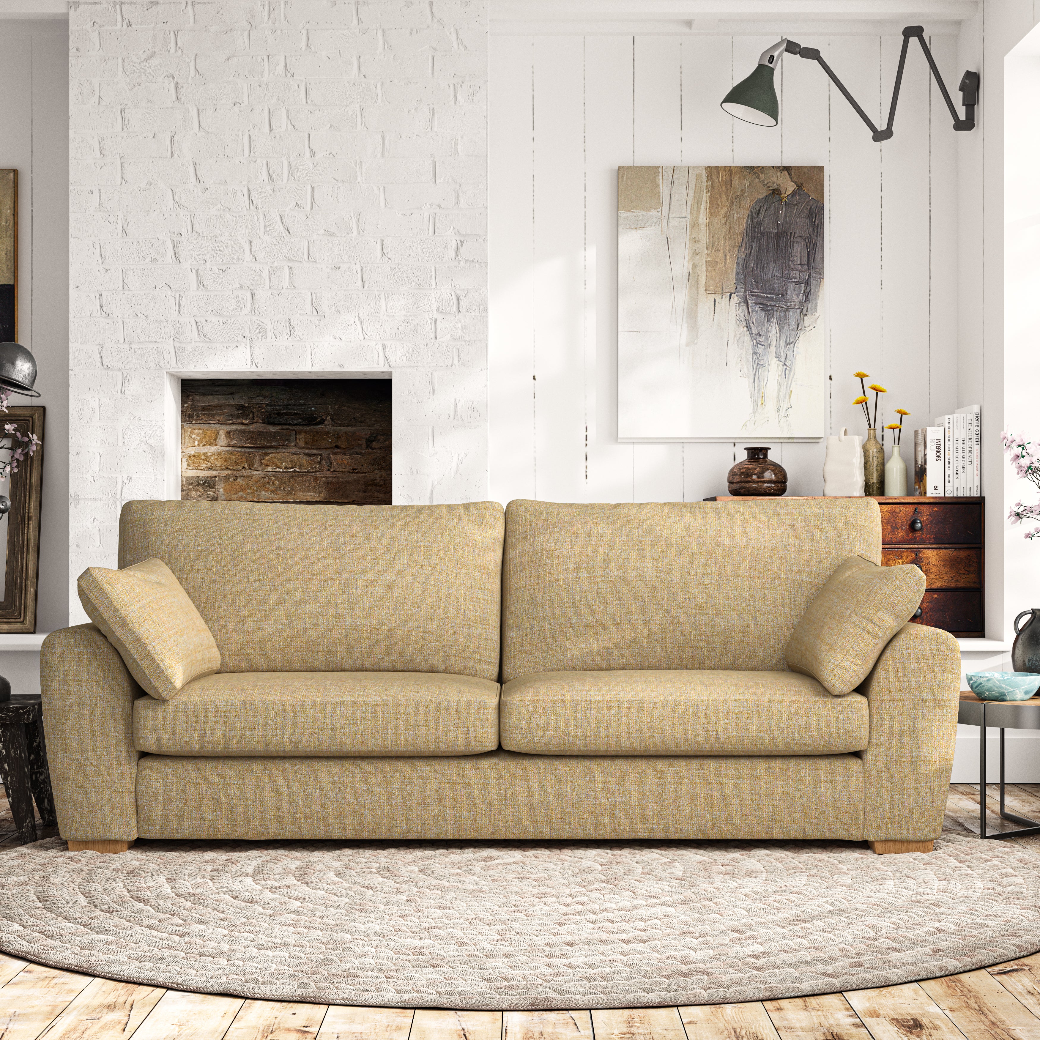 Madison 4 Seater Sofa Chunky Tonal Weave Ochre