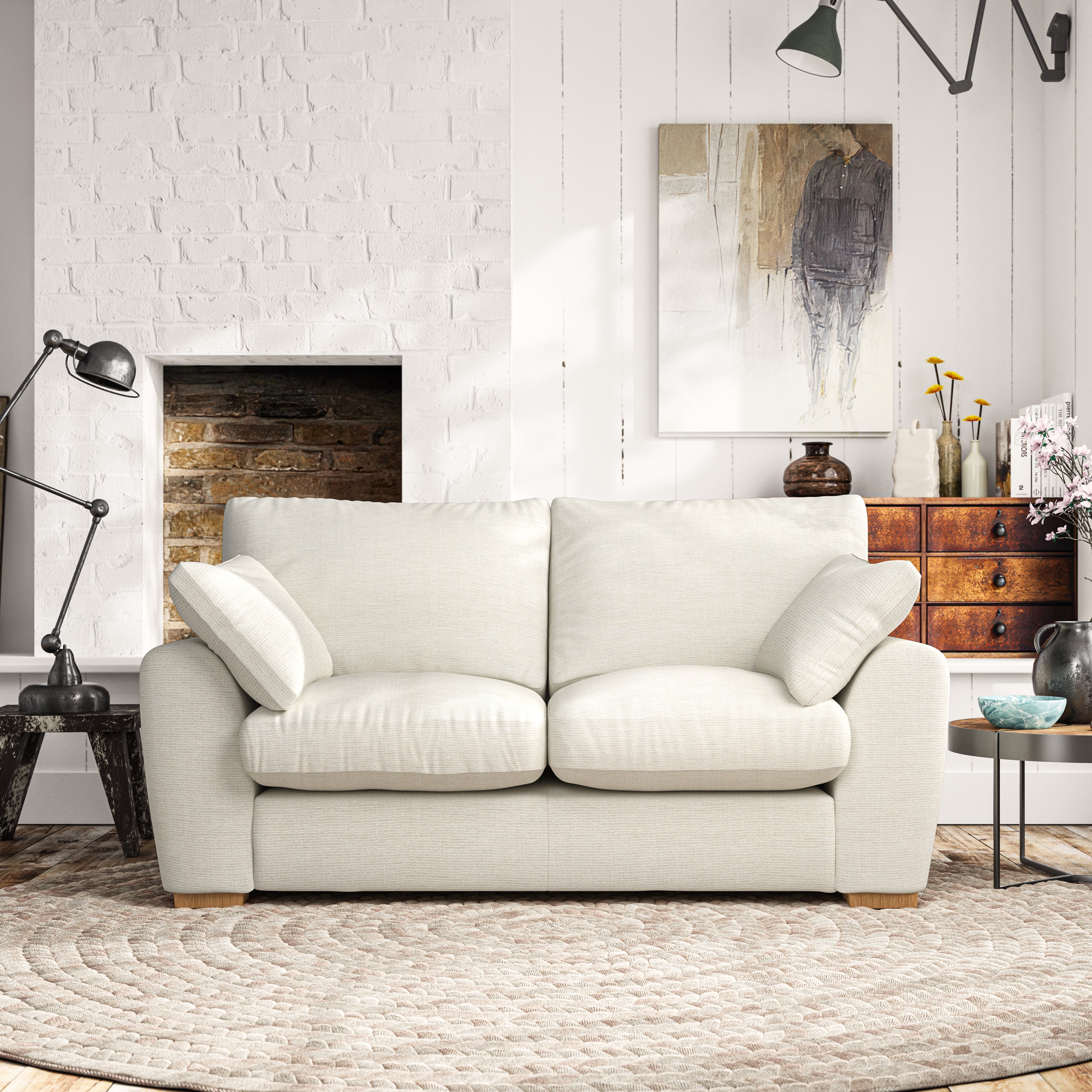 Madison Large 2 Seater Sofa Chunky Tonal Weave Ivory