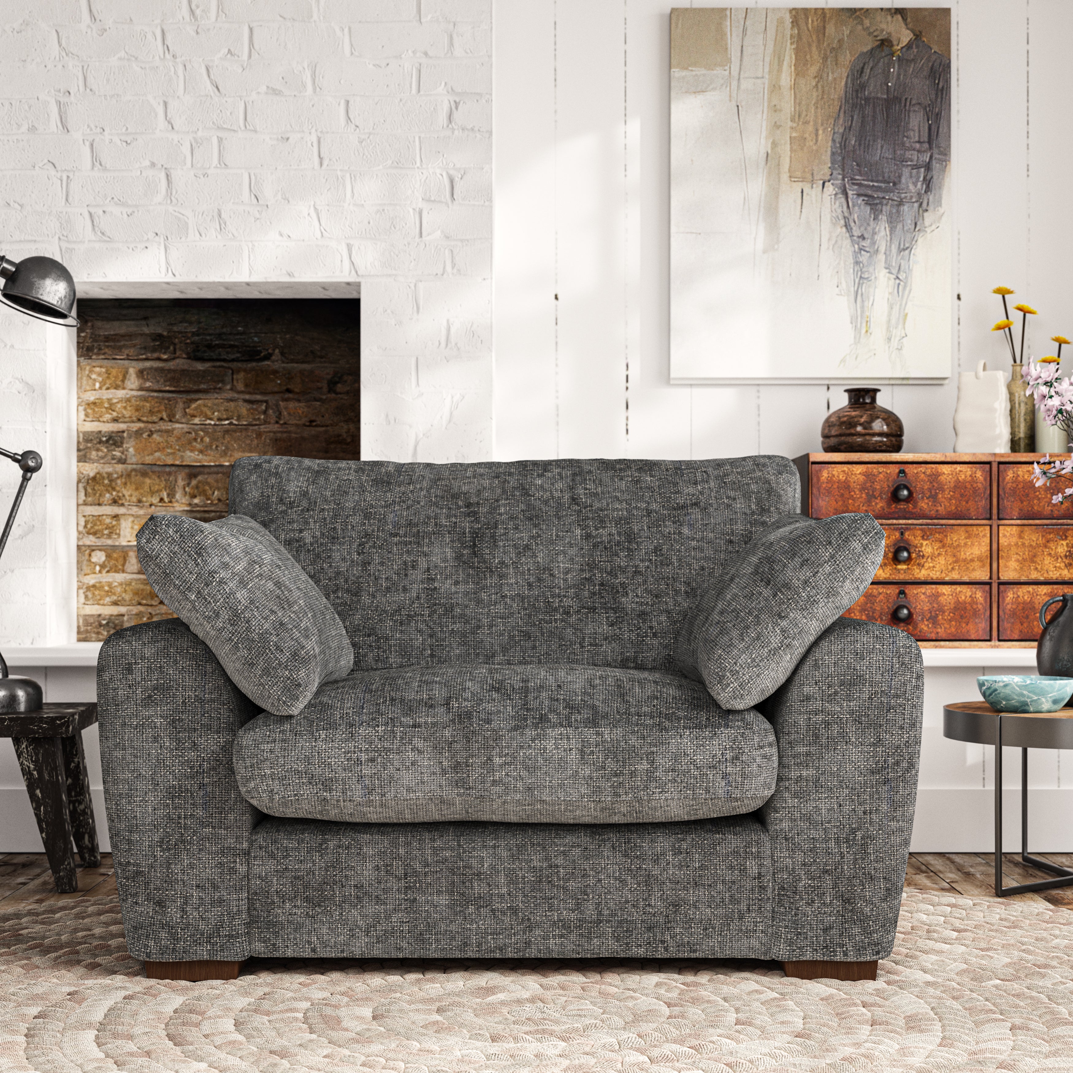 Madison Snuggle Chair Chunky Chenille Charcoal