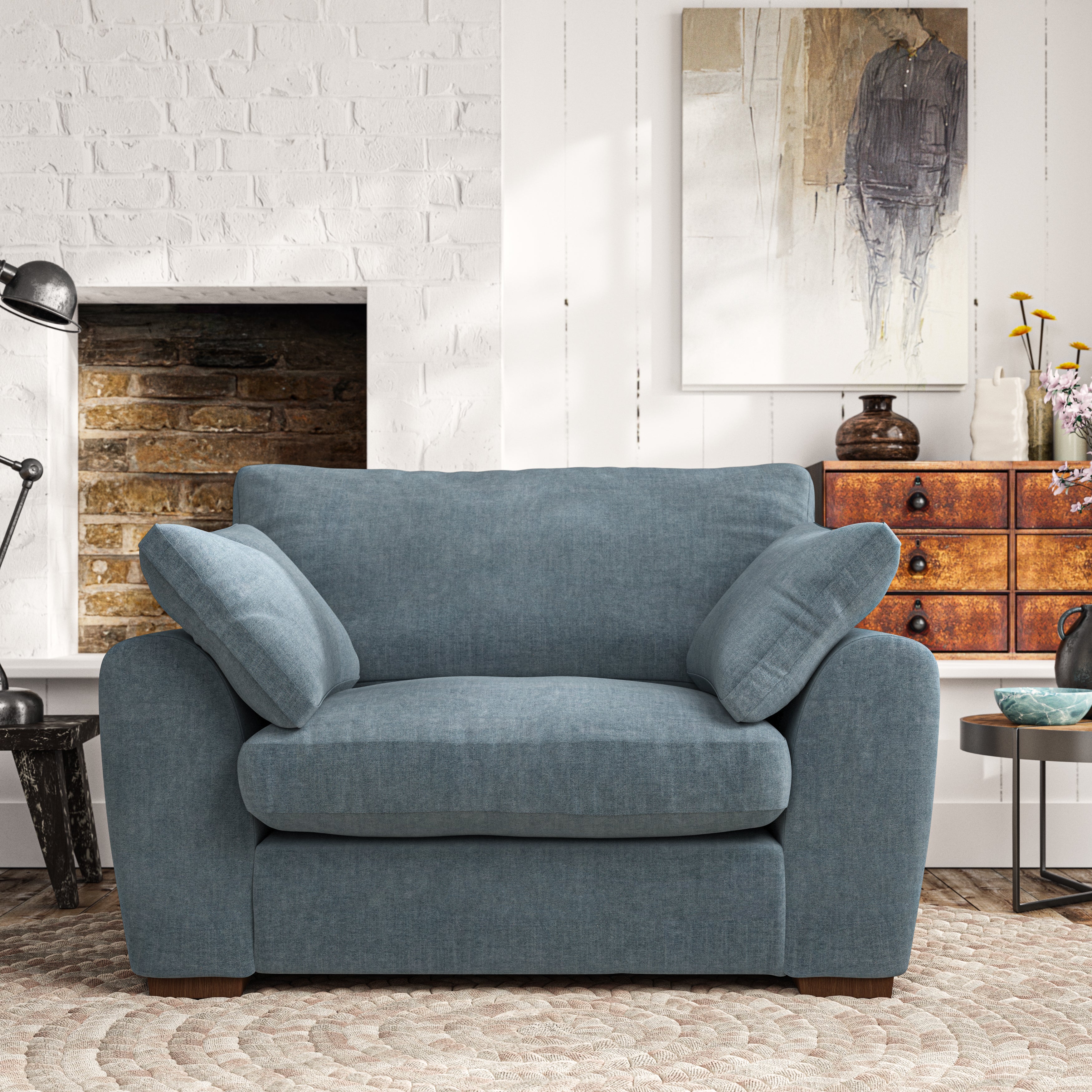 Madison Snuggle Chair Tonal Plush Chenille Aqua