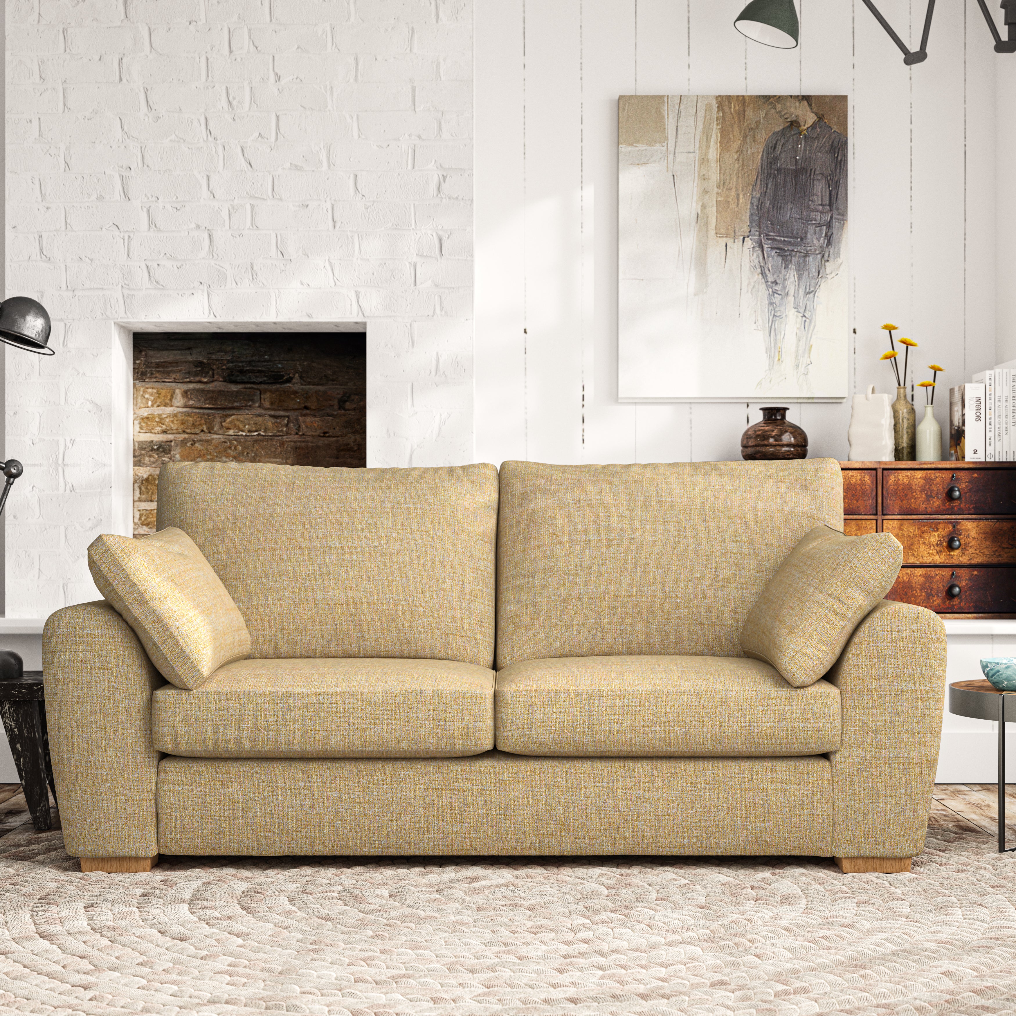 Madison 3 Seater Sofa Chunky Tonal Weave Ochre