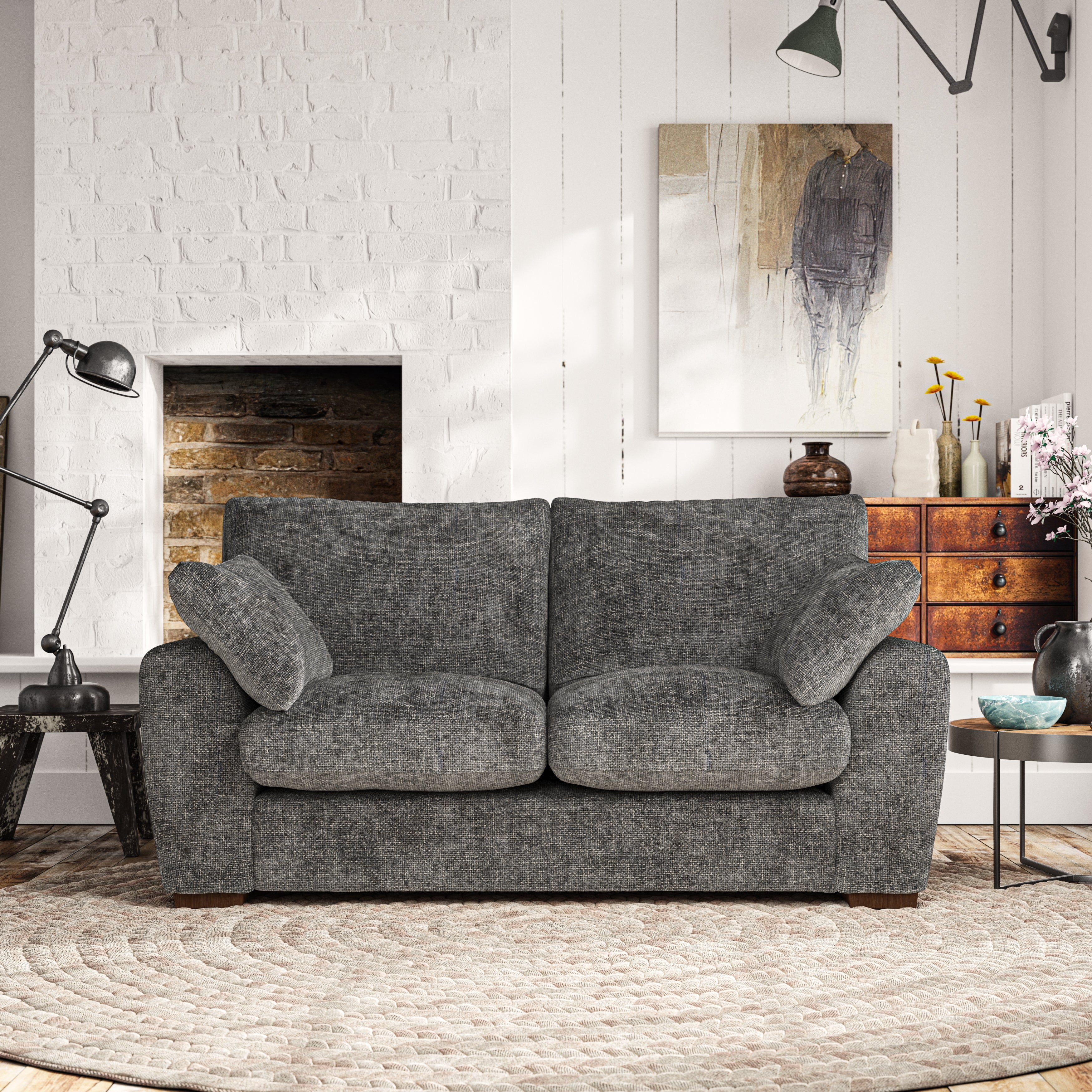 Madison Large 2 Seater Sofa Chunky Chenille Charcoal