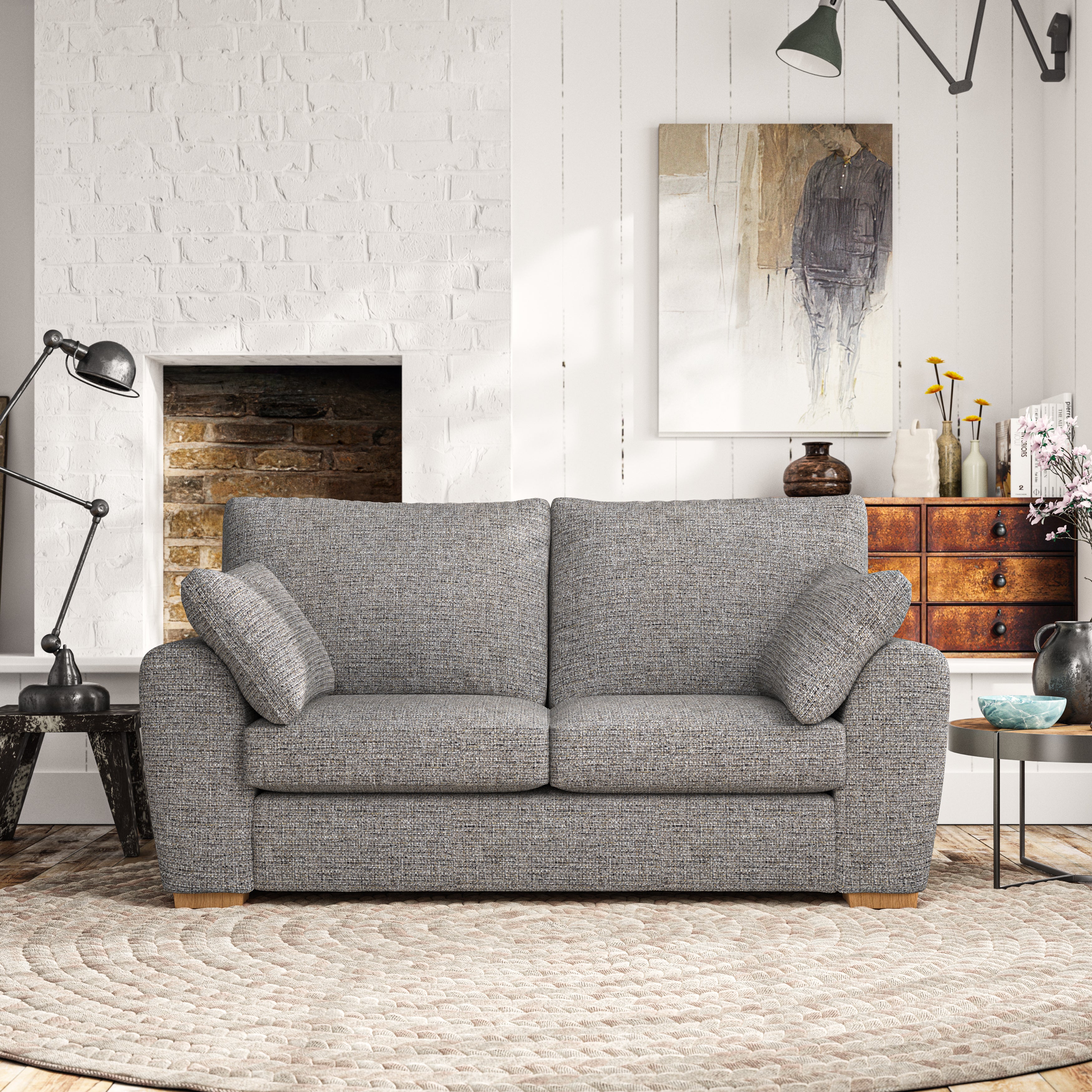 Madison Large 2 Seater Sofa Chunky Weave Charcoal