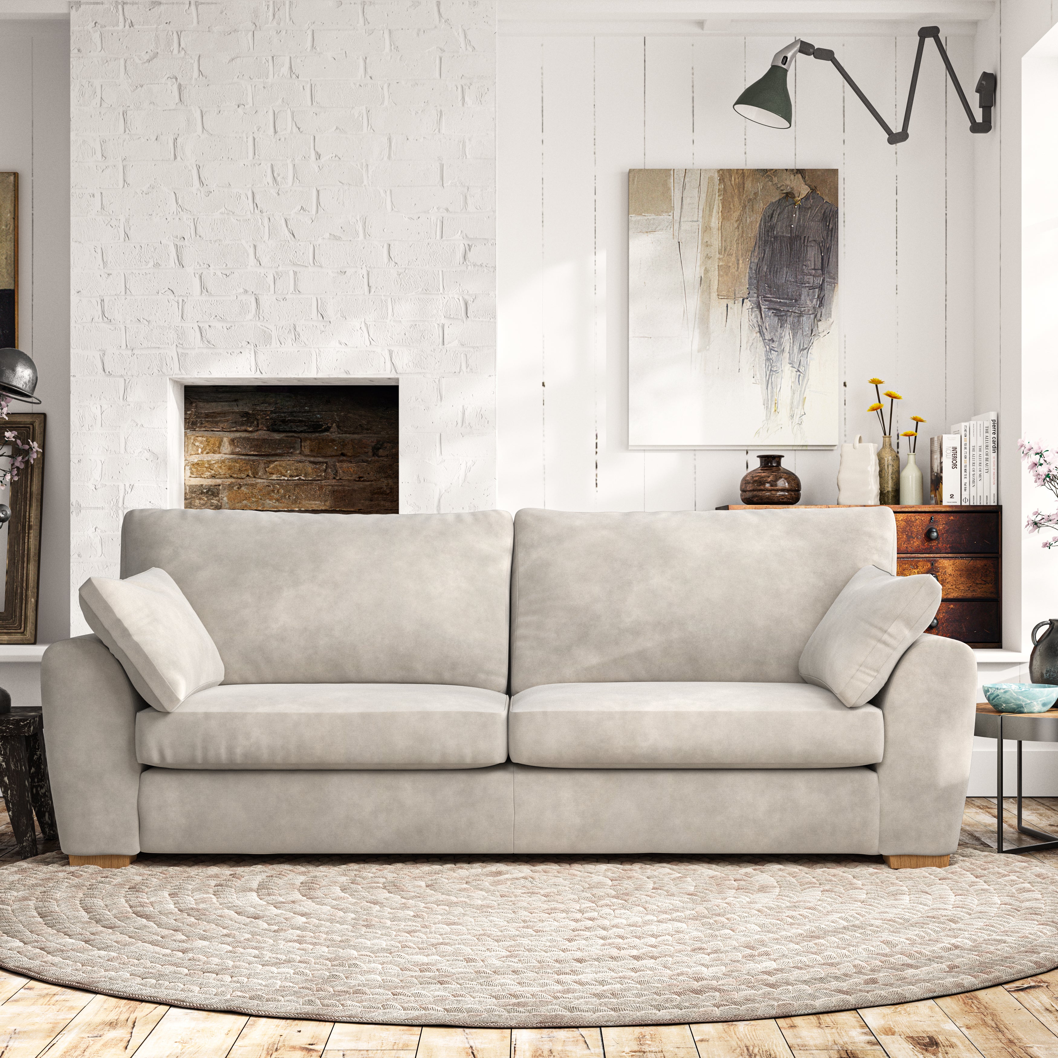 Madison 4 Seater Sofa Aqua Clean Chenille Sandstone