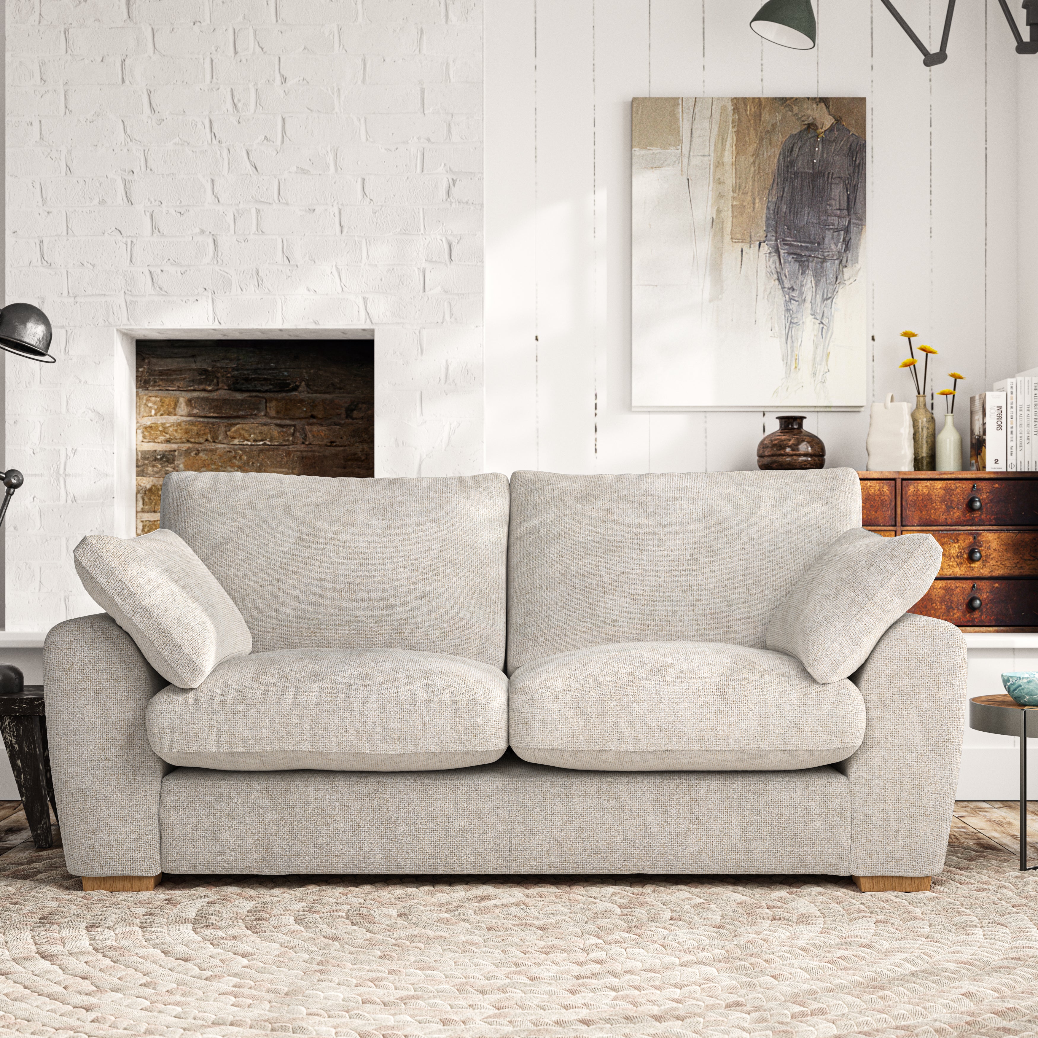 Madison 3 Seater Sofa Chunky Chenille White Sand