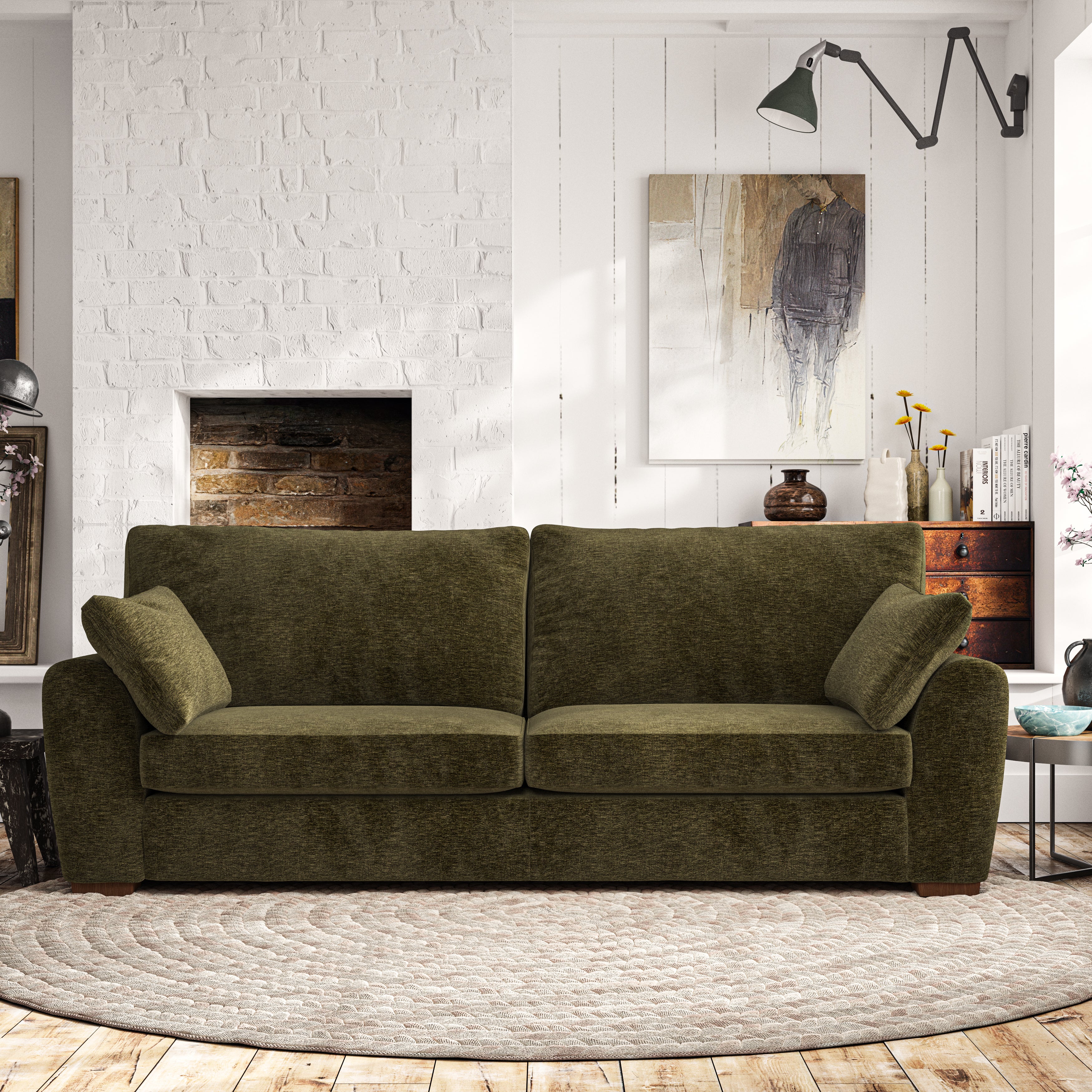 Madison 4 Seater Sofa Luxury Chenille Olive