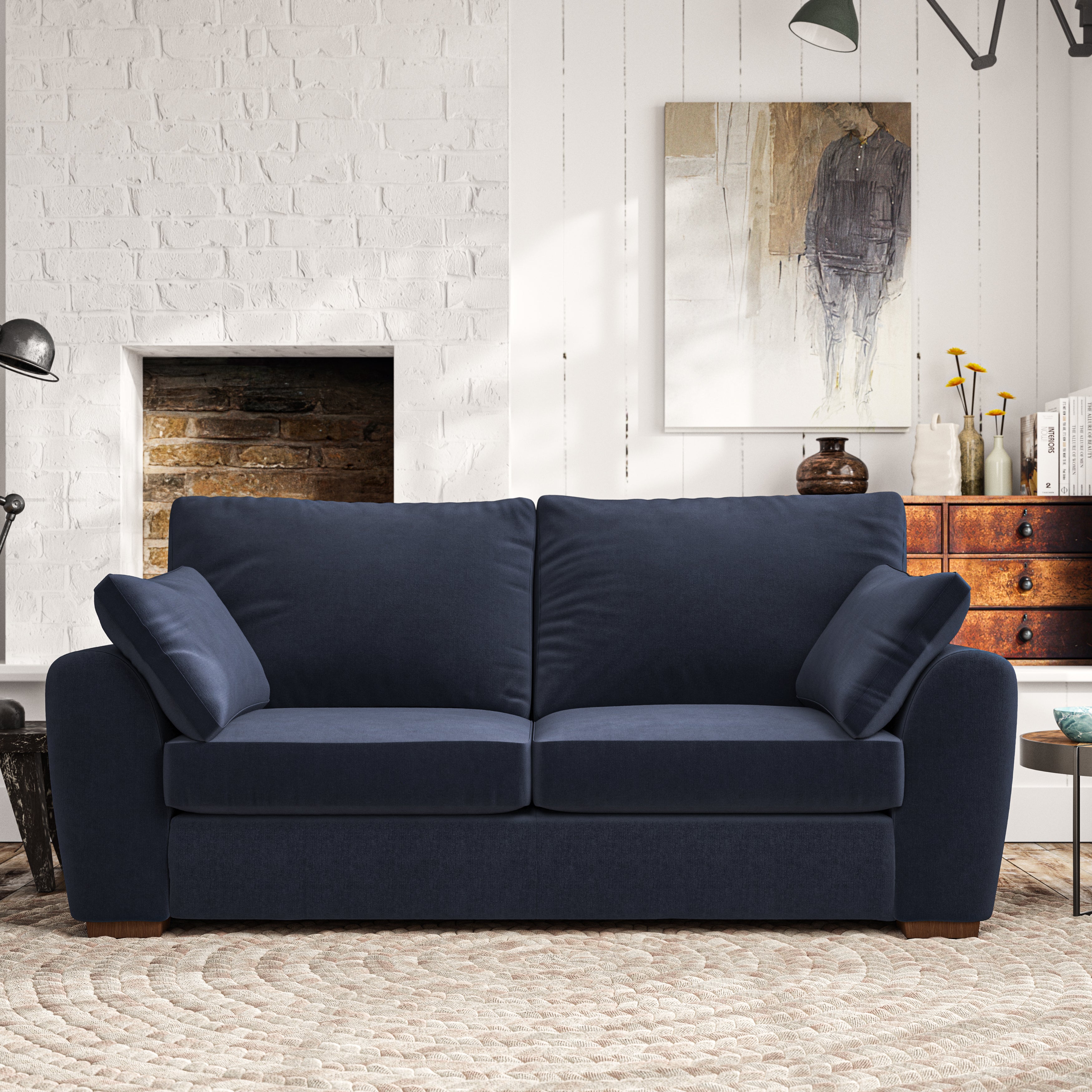 Madison 3 Seater Sofa House Velvet Luxe Navy