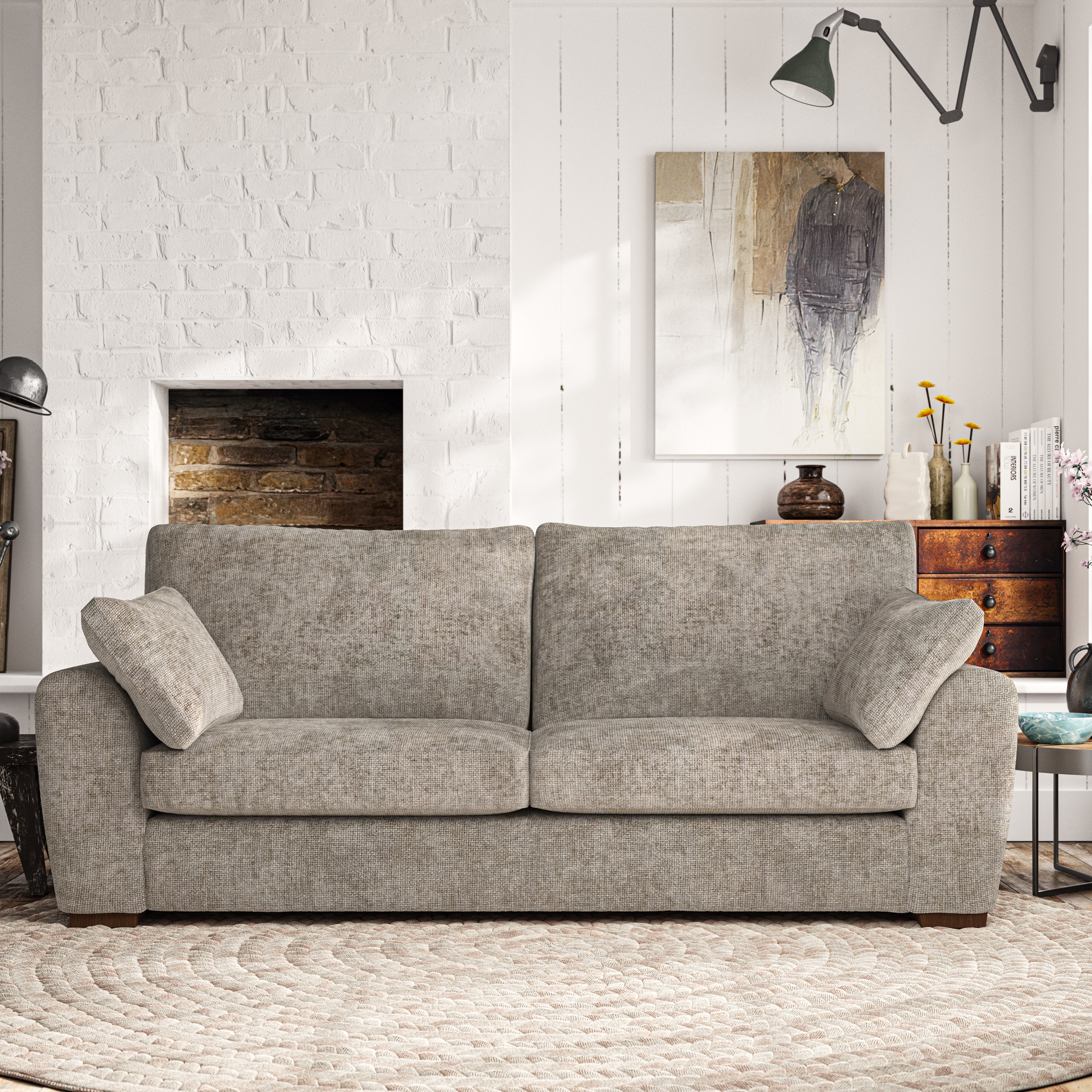 Madison Large 3 Seater Sofa Chunky Chenille Mushroom