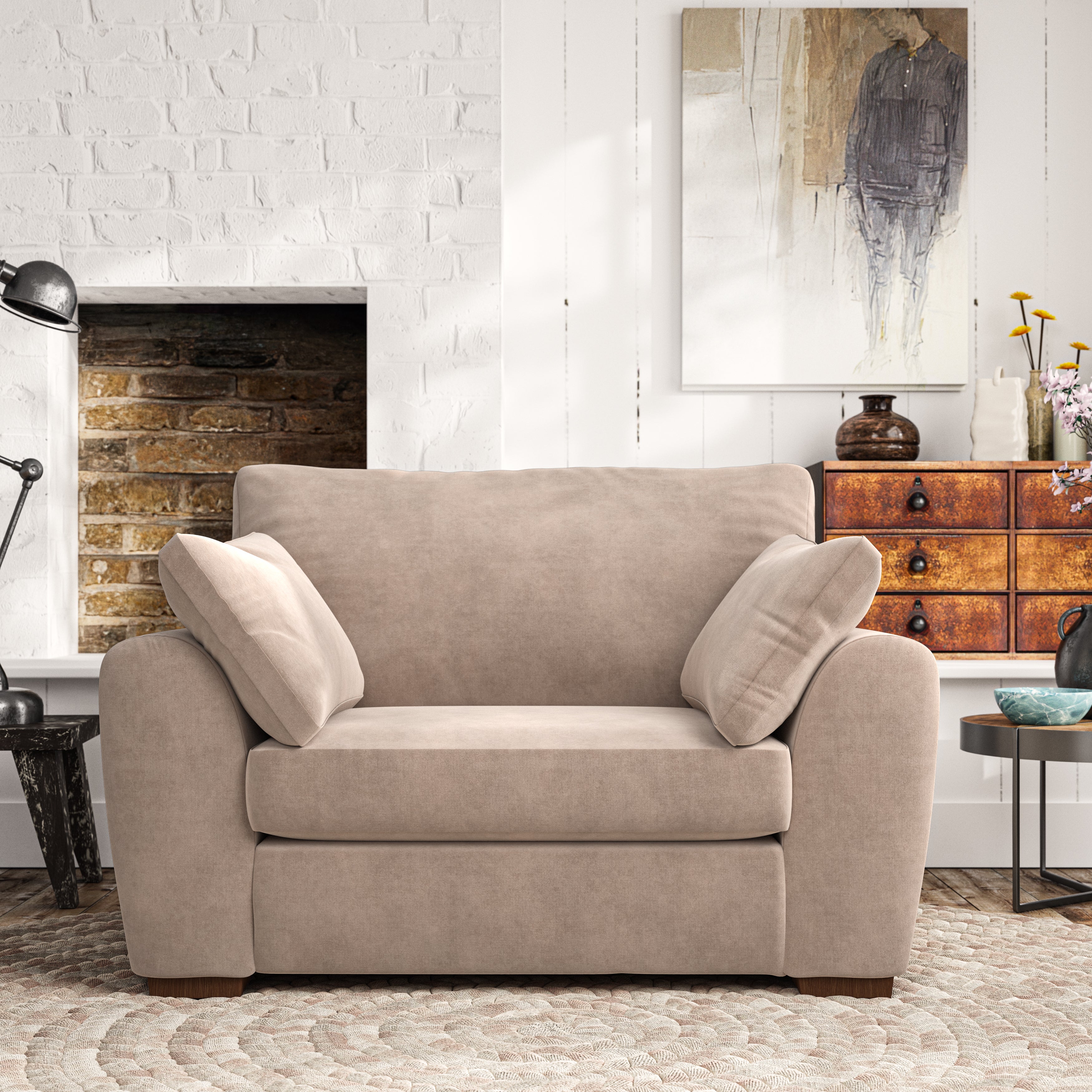 Madison Snuggle Chair Luxury Velvet Natural