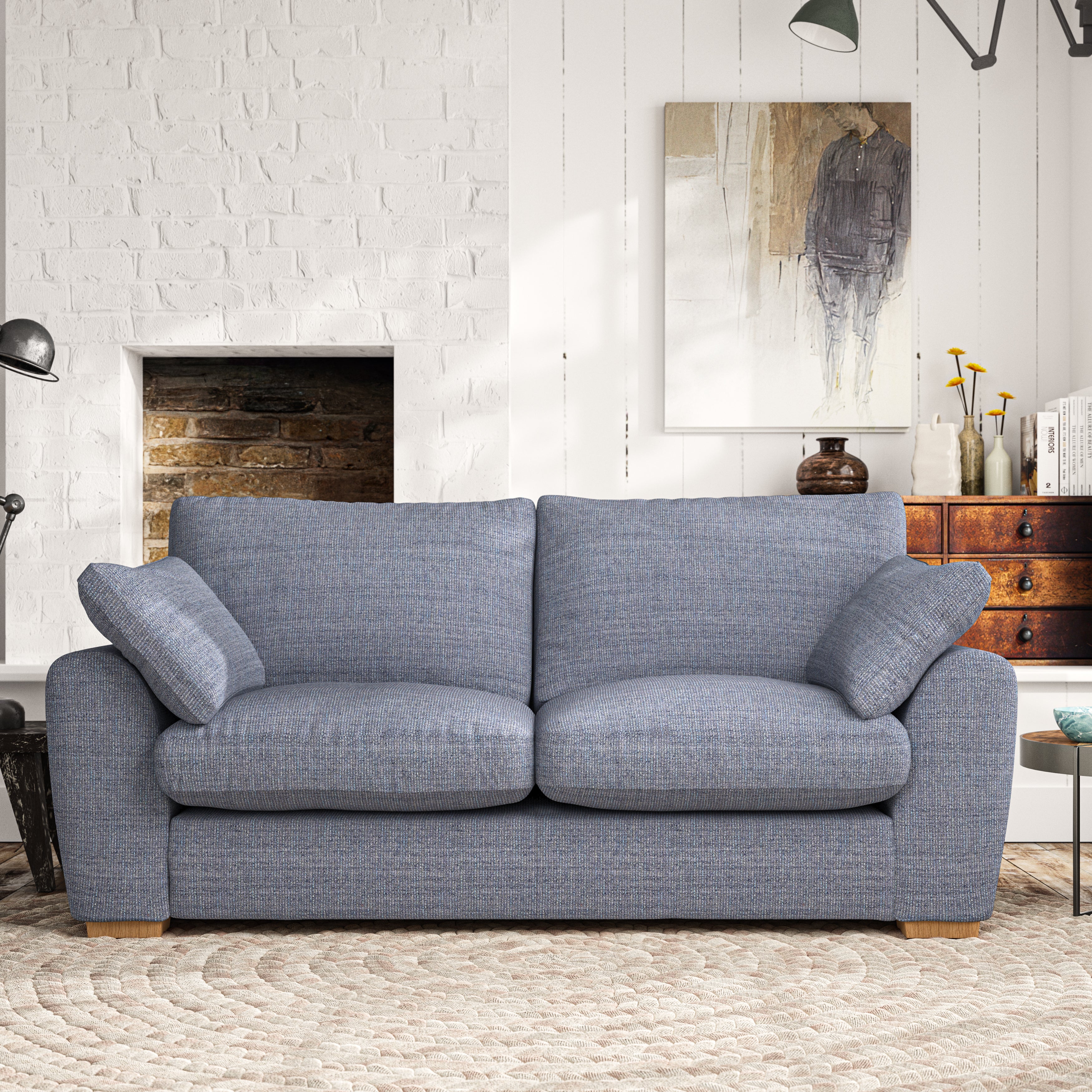 Madison 3 Seater Sofa Chunky Tonal Weave Navy