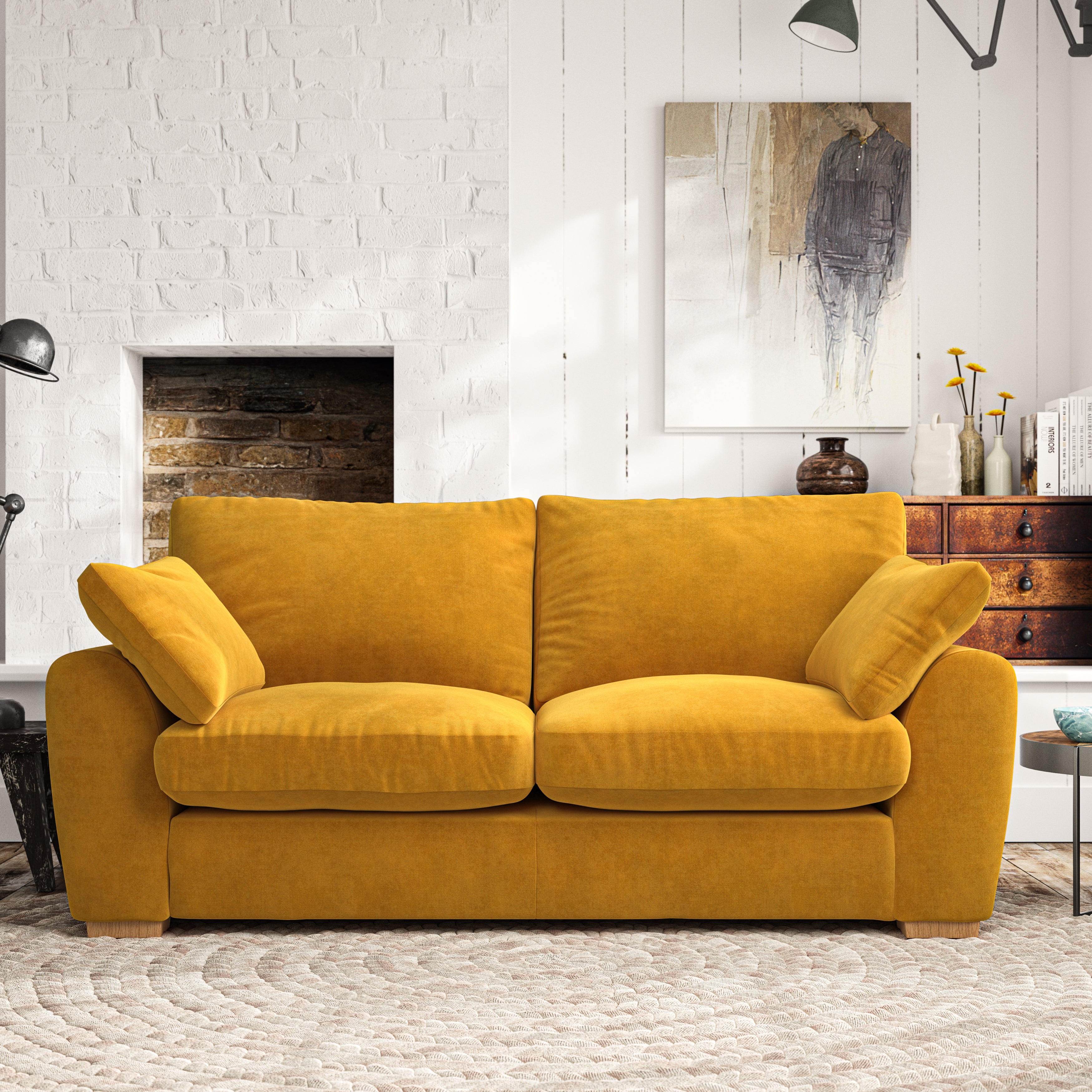 Madison 3 Seater Sofa Luxury Velvet Old Gold