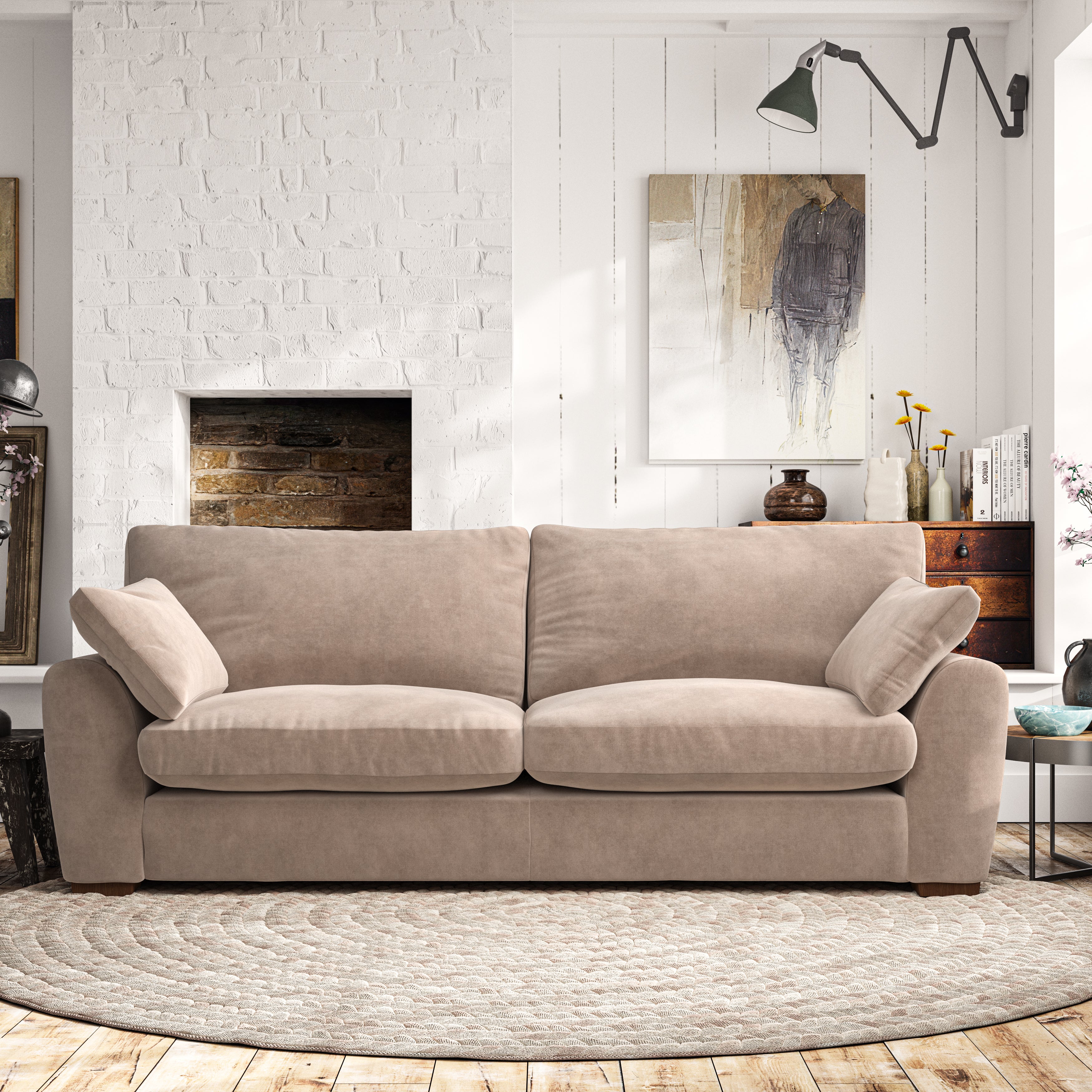 Madison 4 Seater Sofa Luxury Velvet Natural