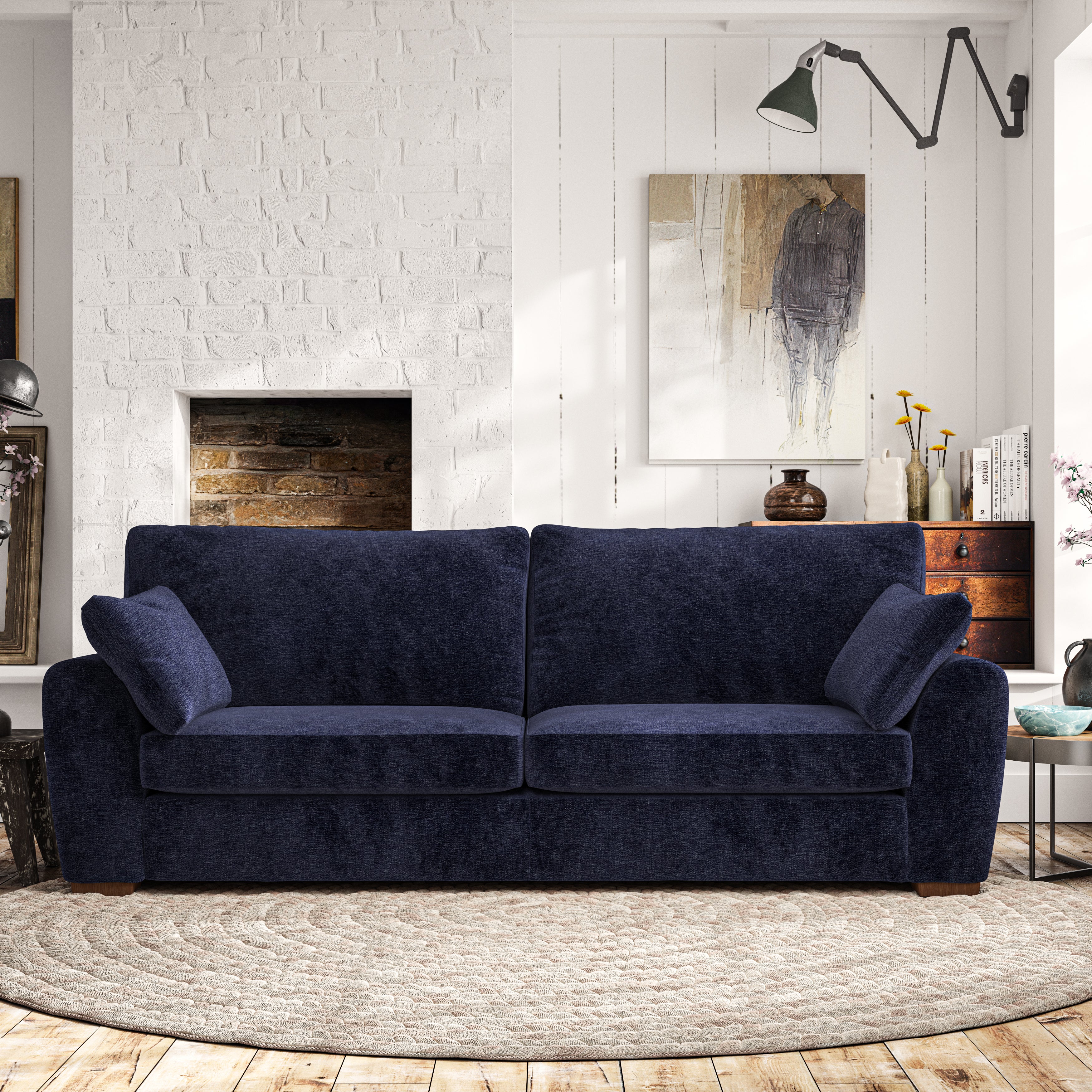 Madison 4 Seater Sofa Luxury Chenille Luxe Navy