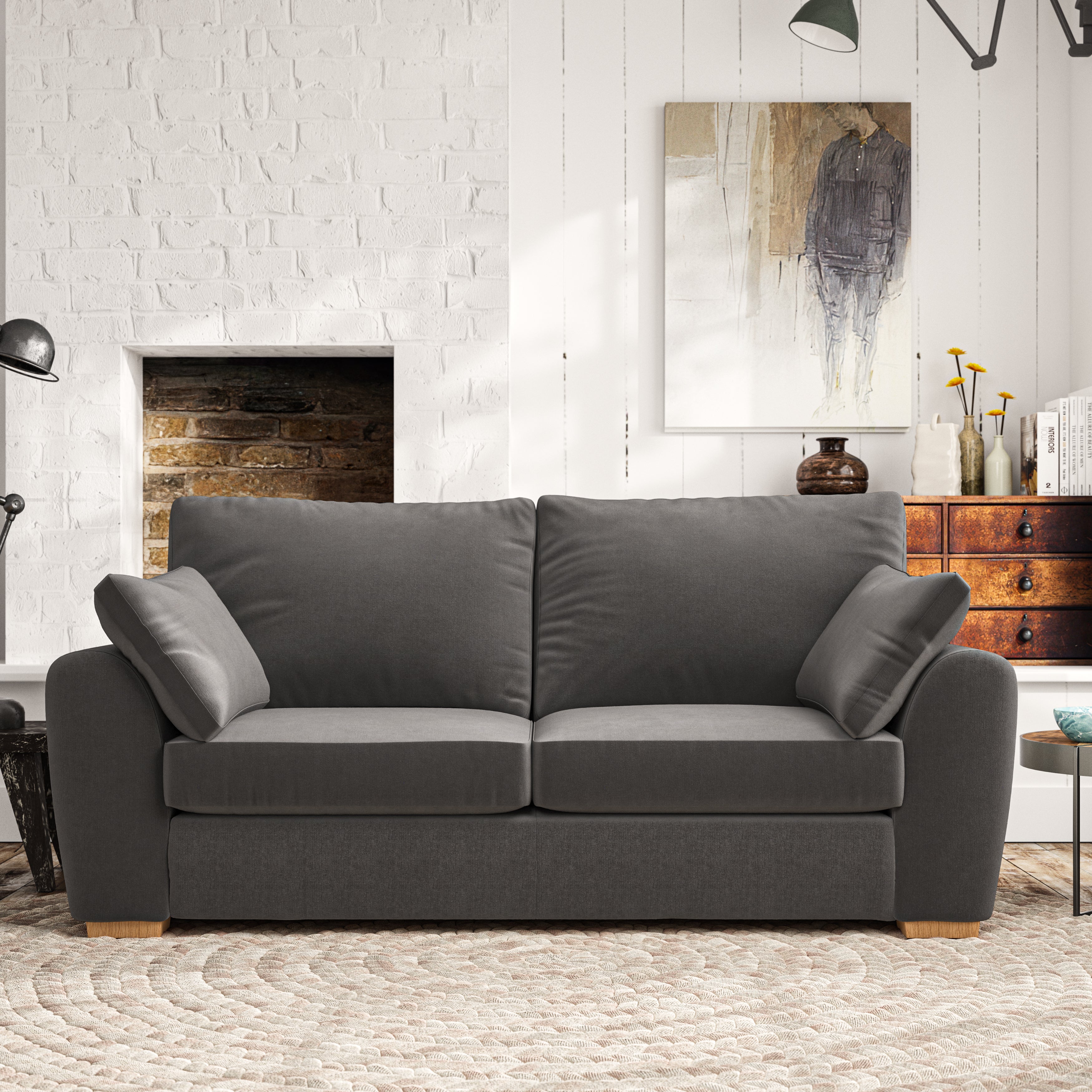 Madison 3 Seater Sofa House Velvet Charcoal