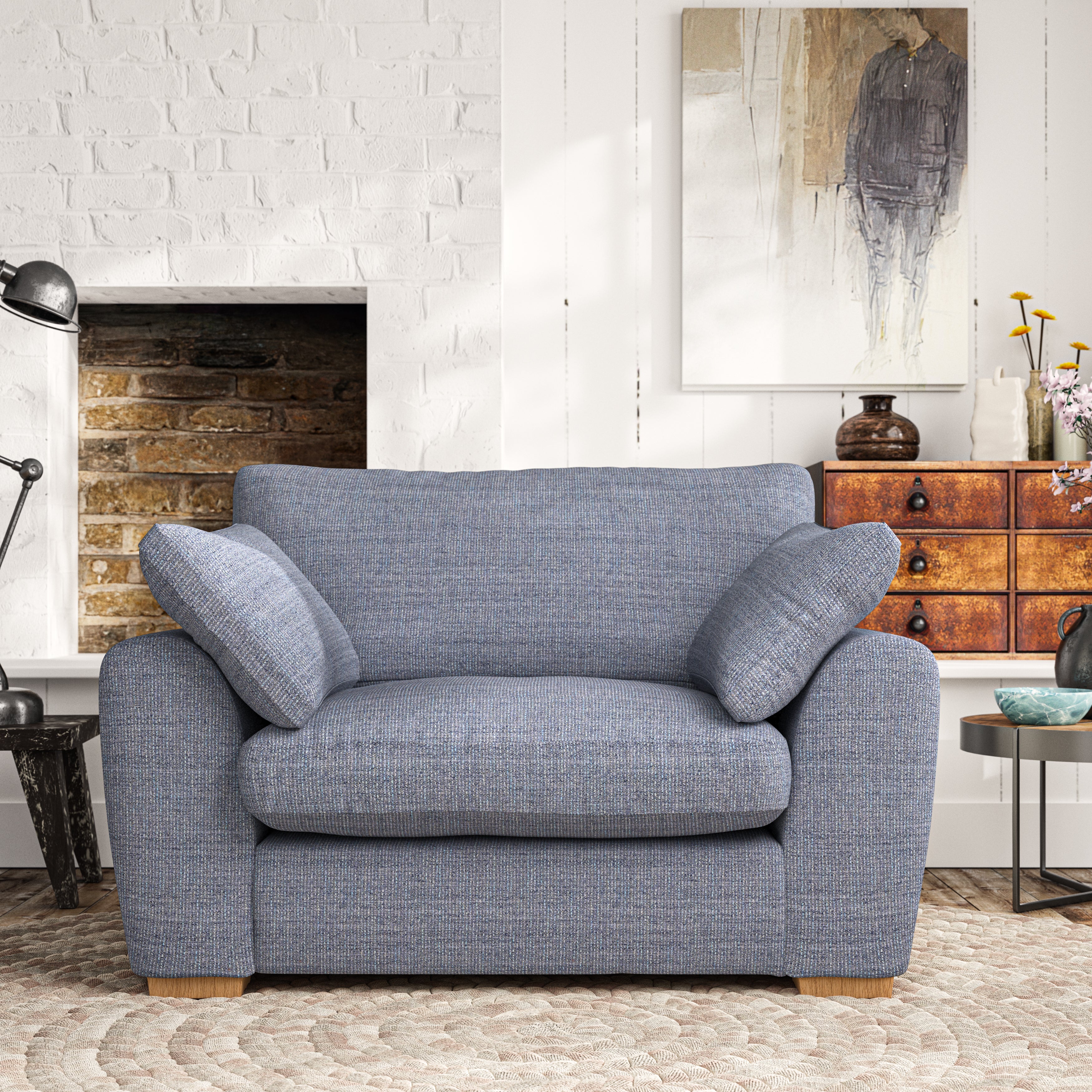 Madison Snuggle Chair Chunky Tonal Weave Navy