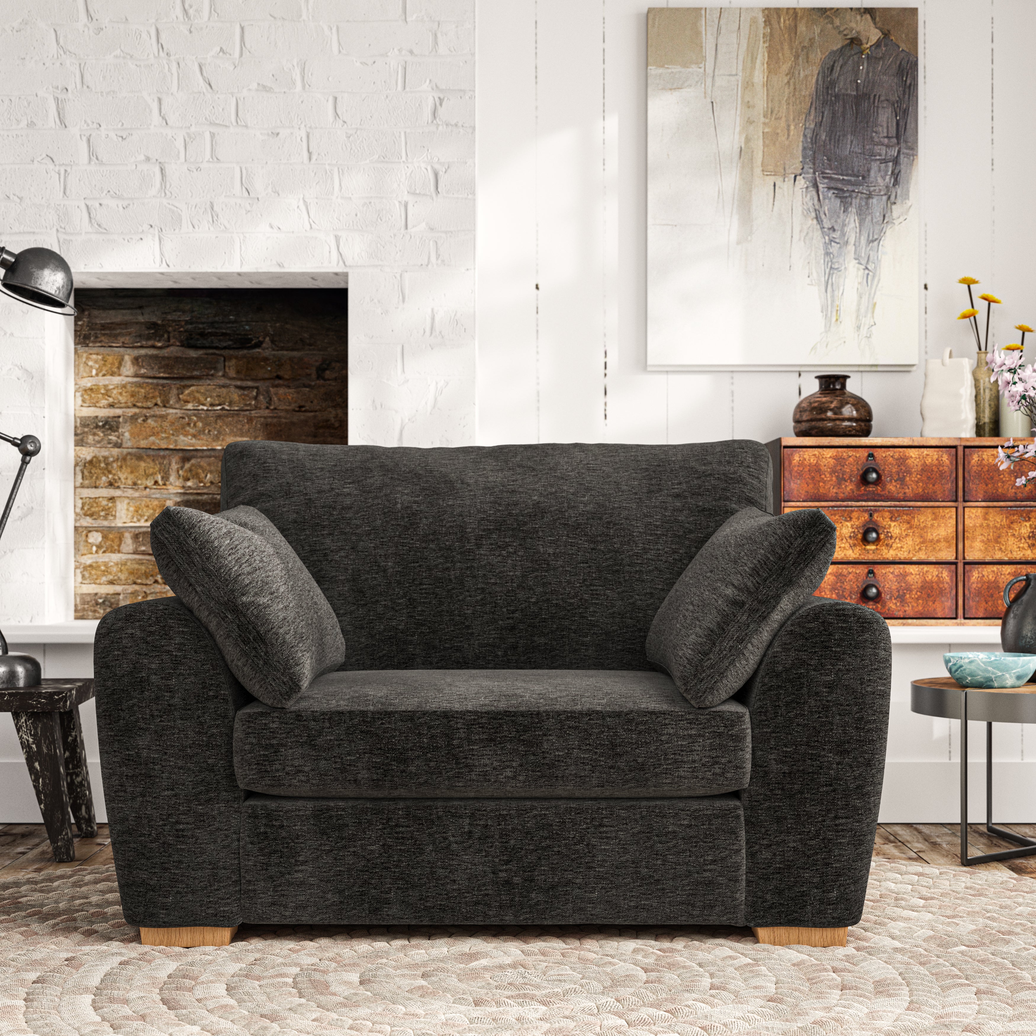 Madison Snuggle Chair Luxury Chenille Charcoal