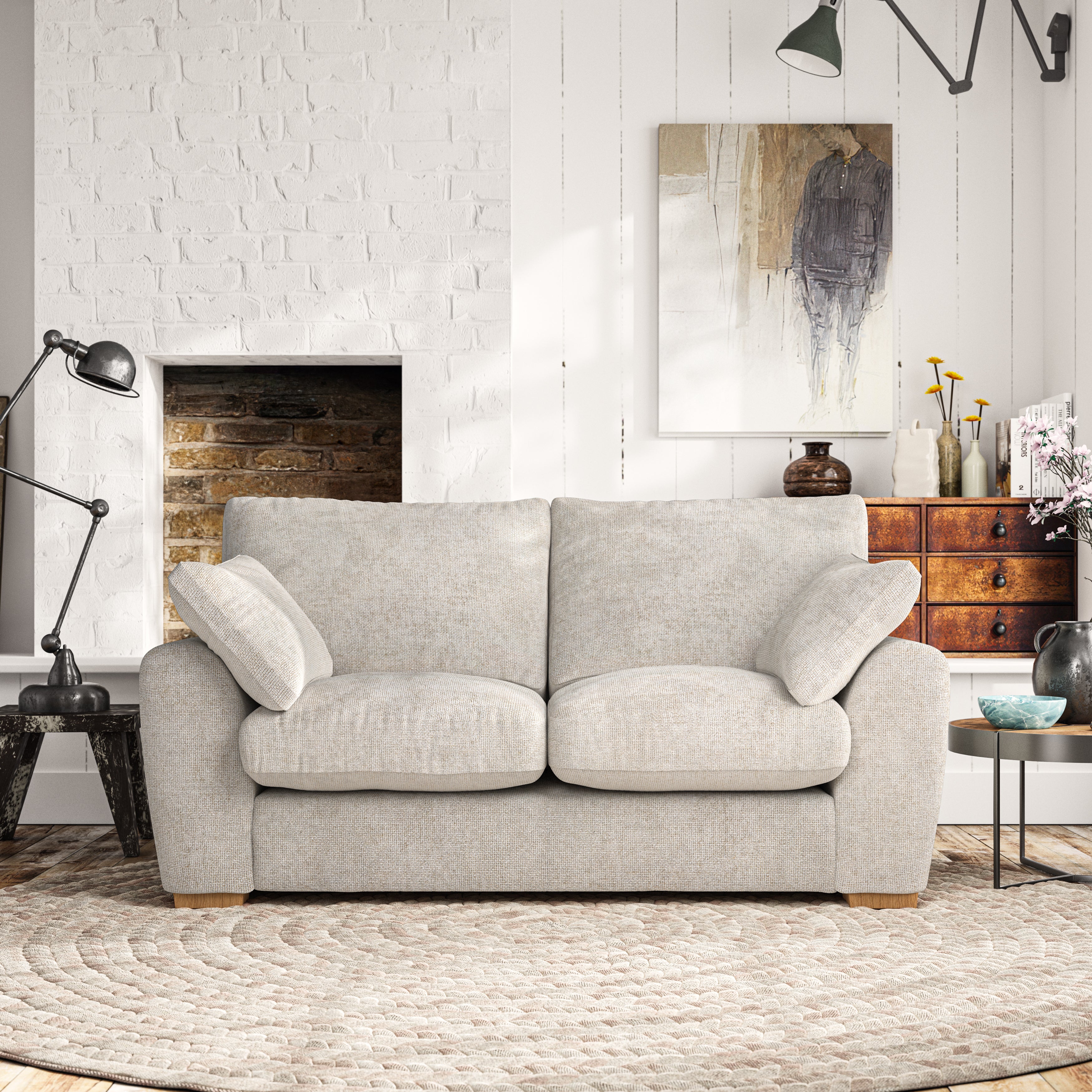 Madison Large 2 Seater Sofa Chunky Chenille White Sand